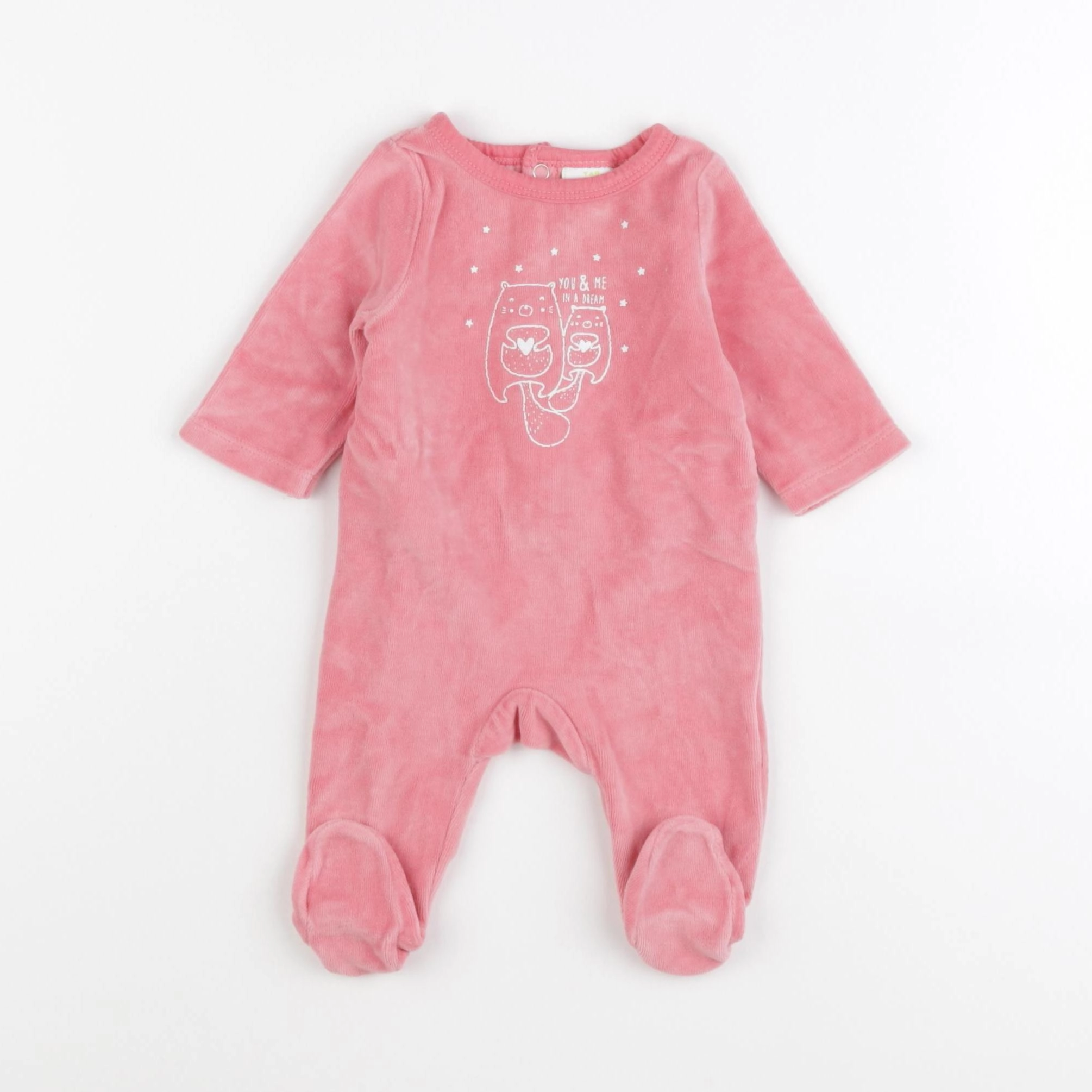 Tape à l'oeil - pyjama velours rose - 1 mois
