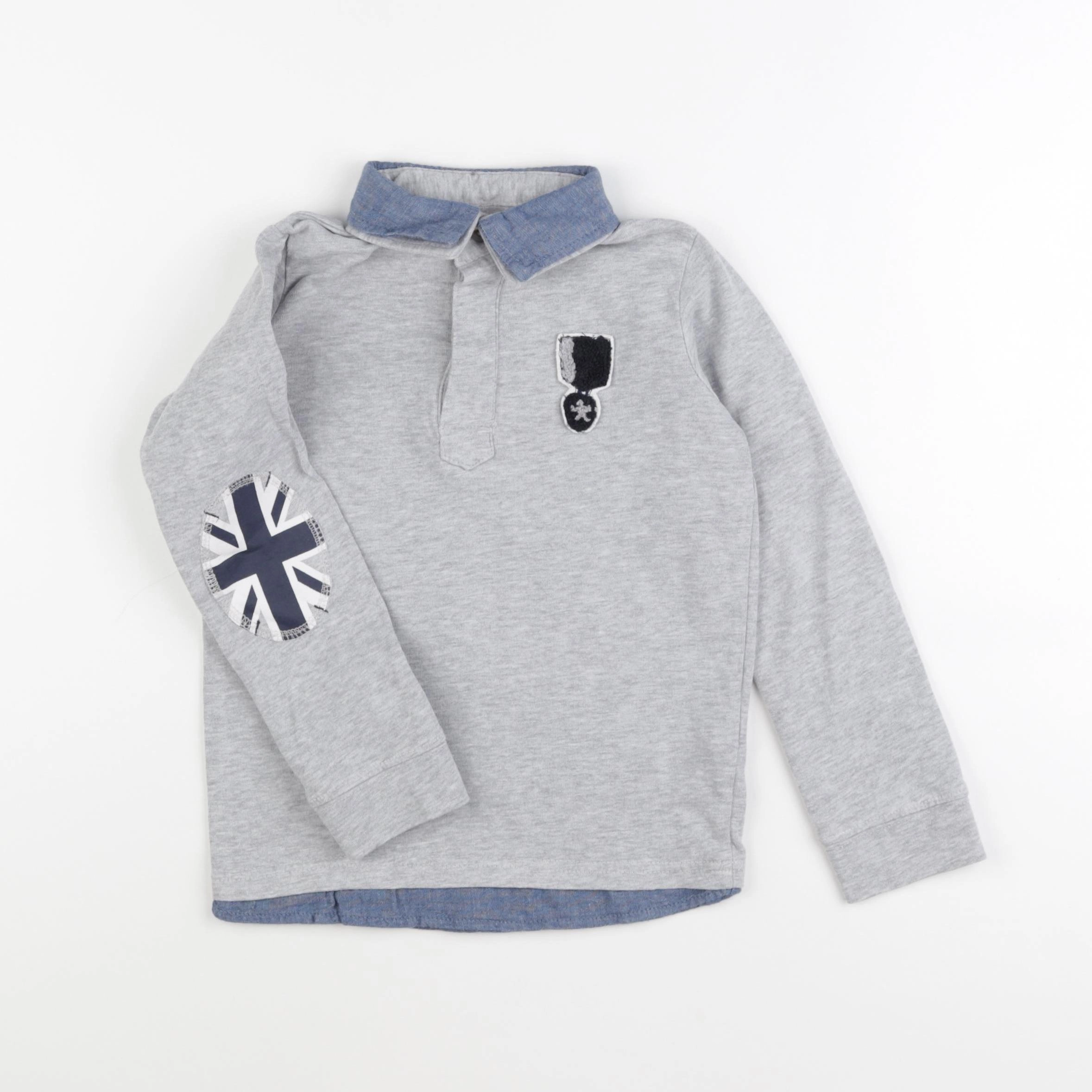 Vertbaudet - polo gris - 6 ans