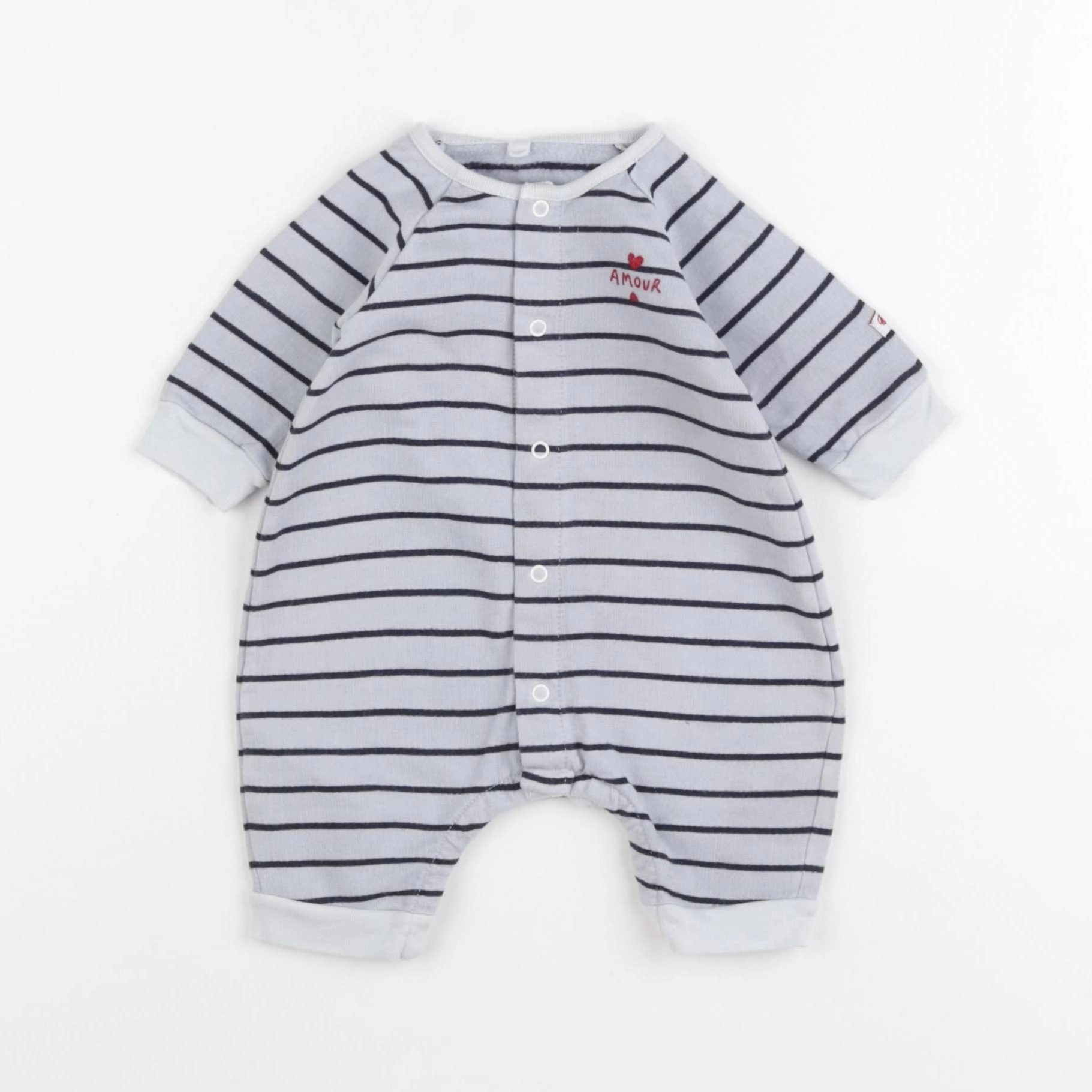Petit Bateau - pyjama coton gris - 1 mois