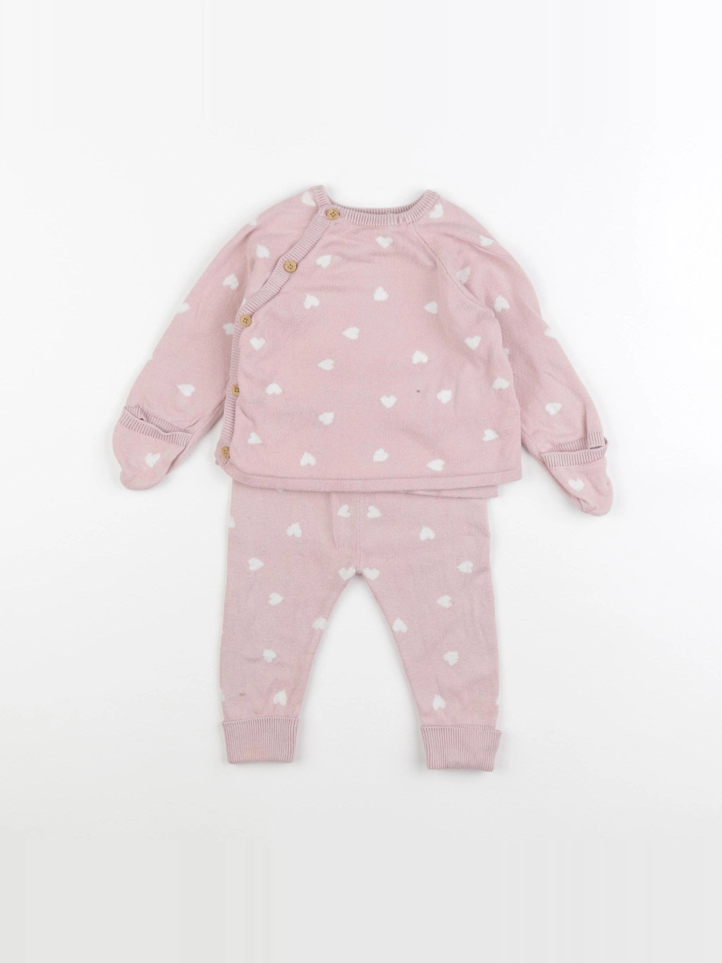 Vertbaudet - ensemble rose - 6 mois