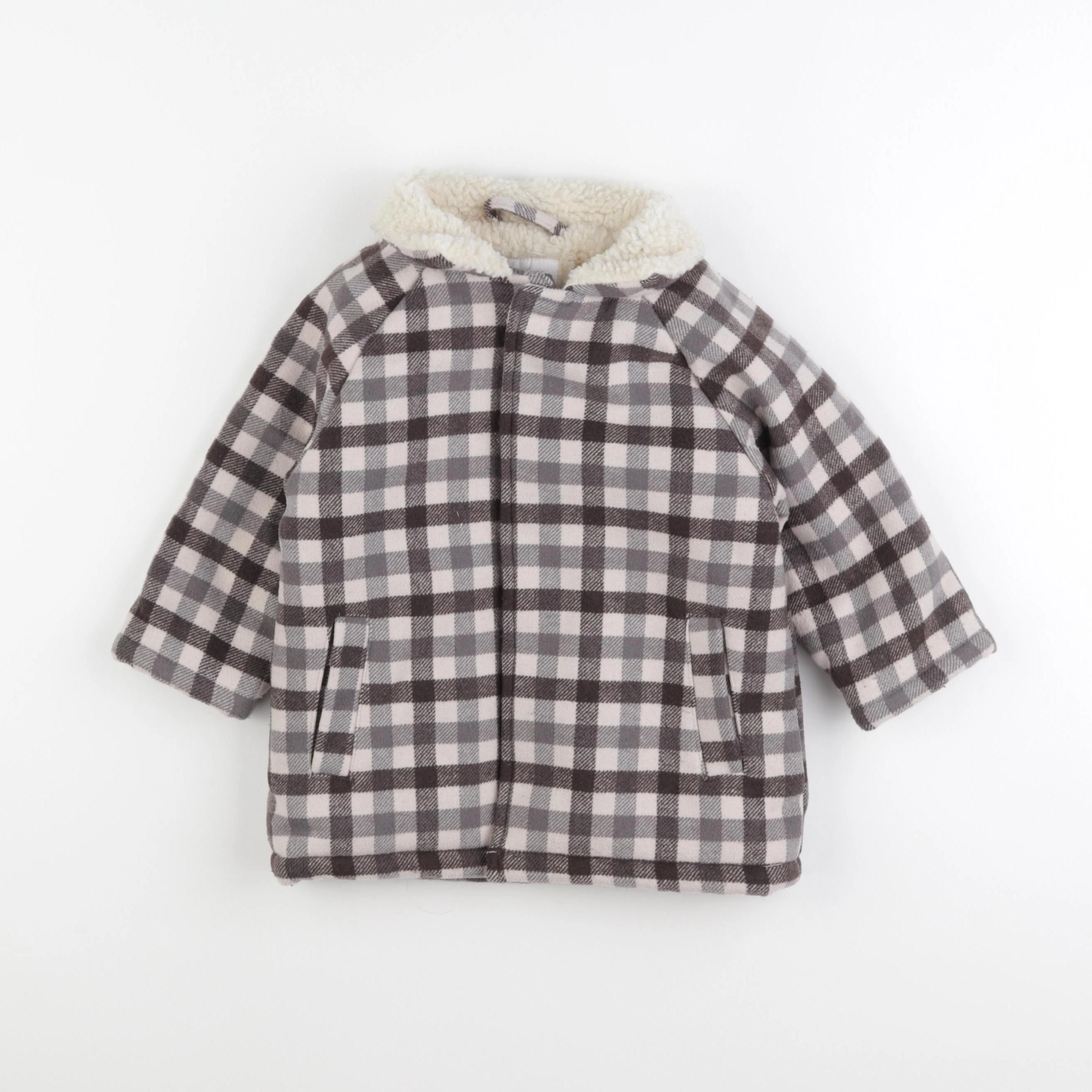 Vertbaudet - manteau gris, blanc - 24 mois
