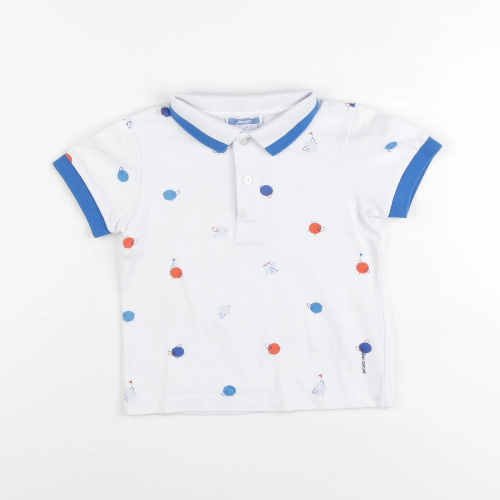 Jacadi - polo blanc, bleu - 36 mois