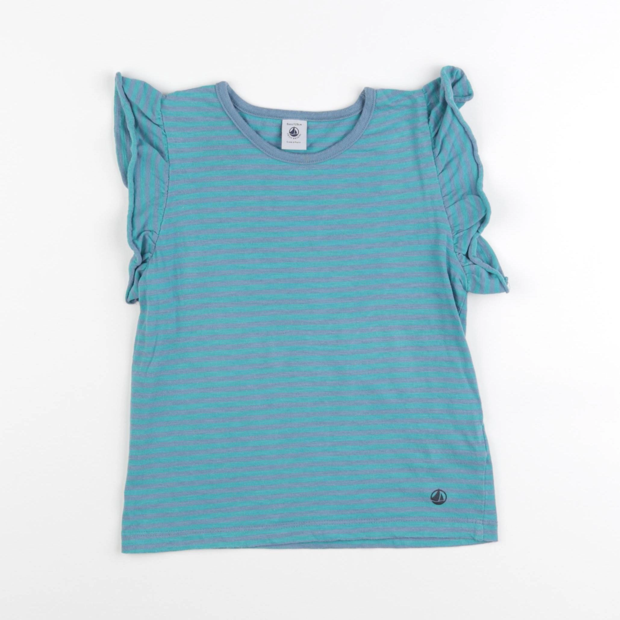 Petit Bateau - tee-shirt bleu - 8 ans