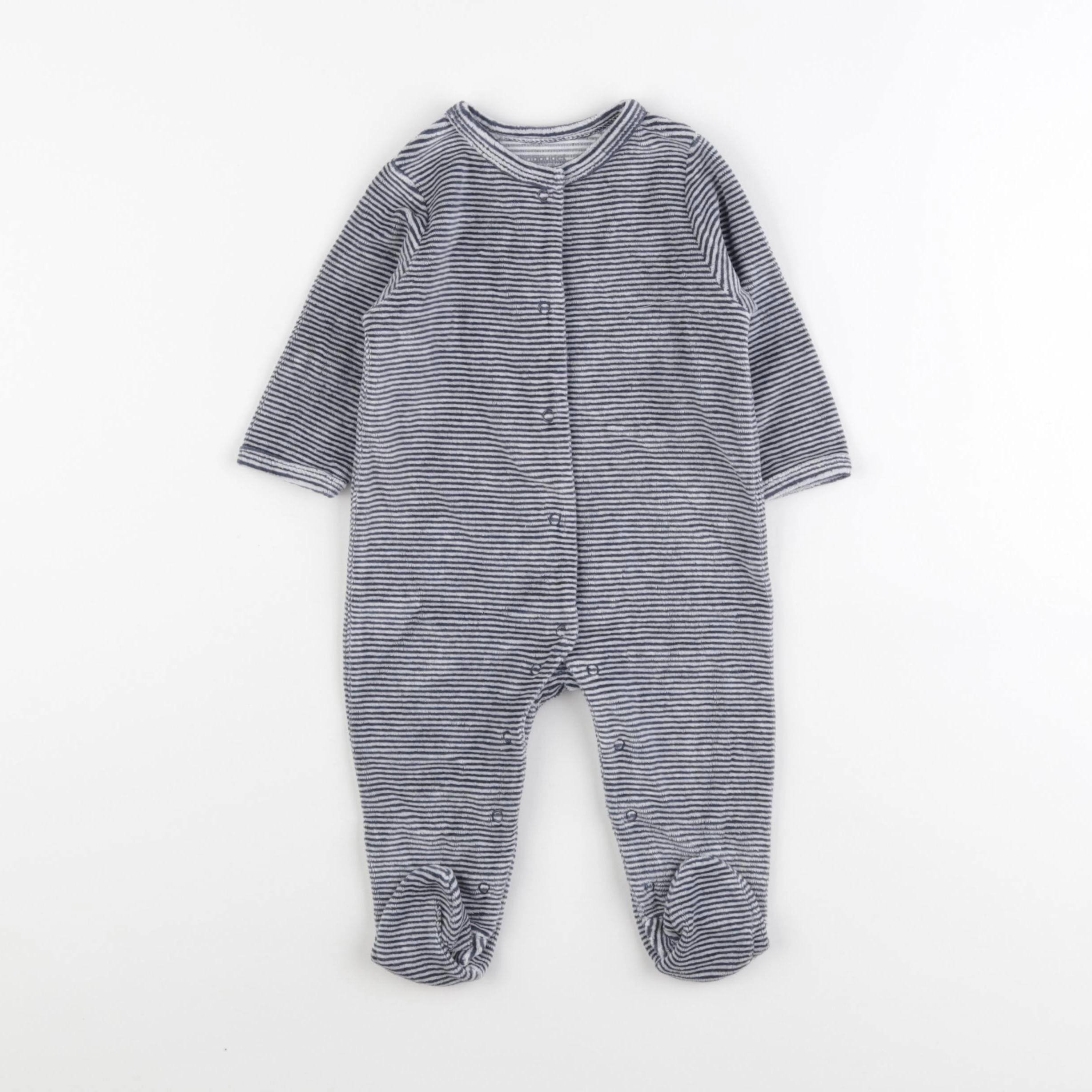 Vertbaudet - pyjama velours blanc, bleu - 6 mois