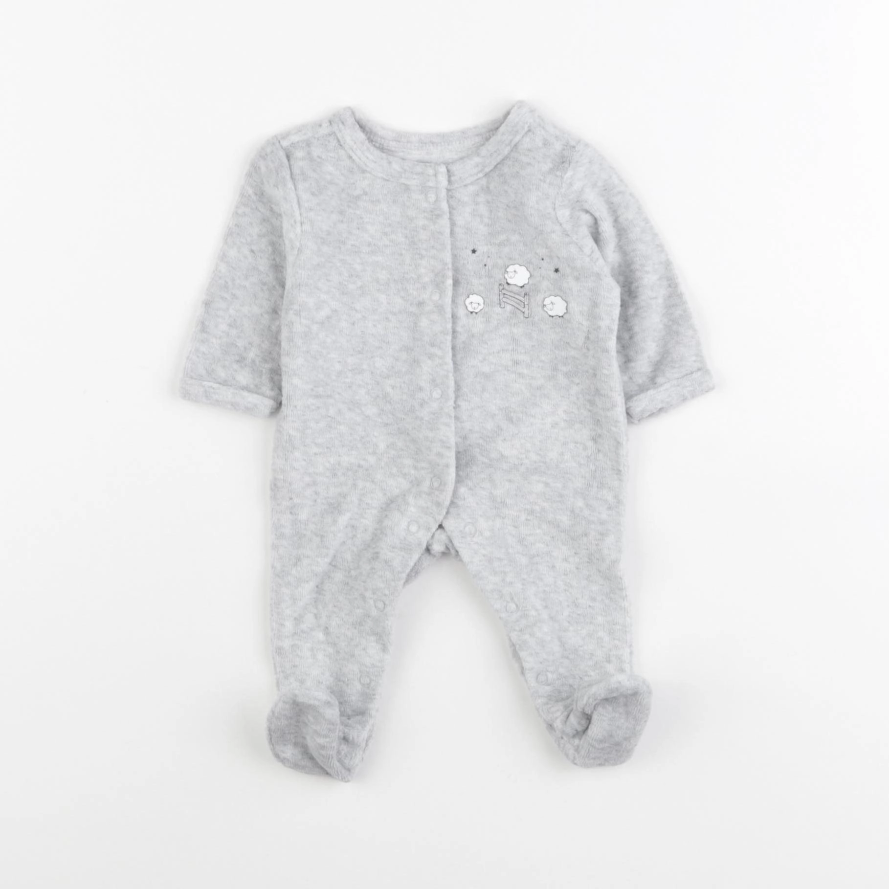 Vertbaudet - pyjama velours gris - 0 mois