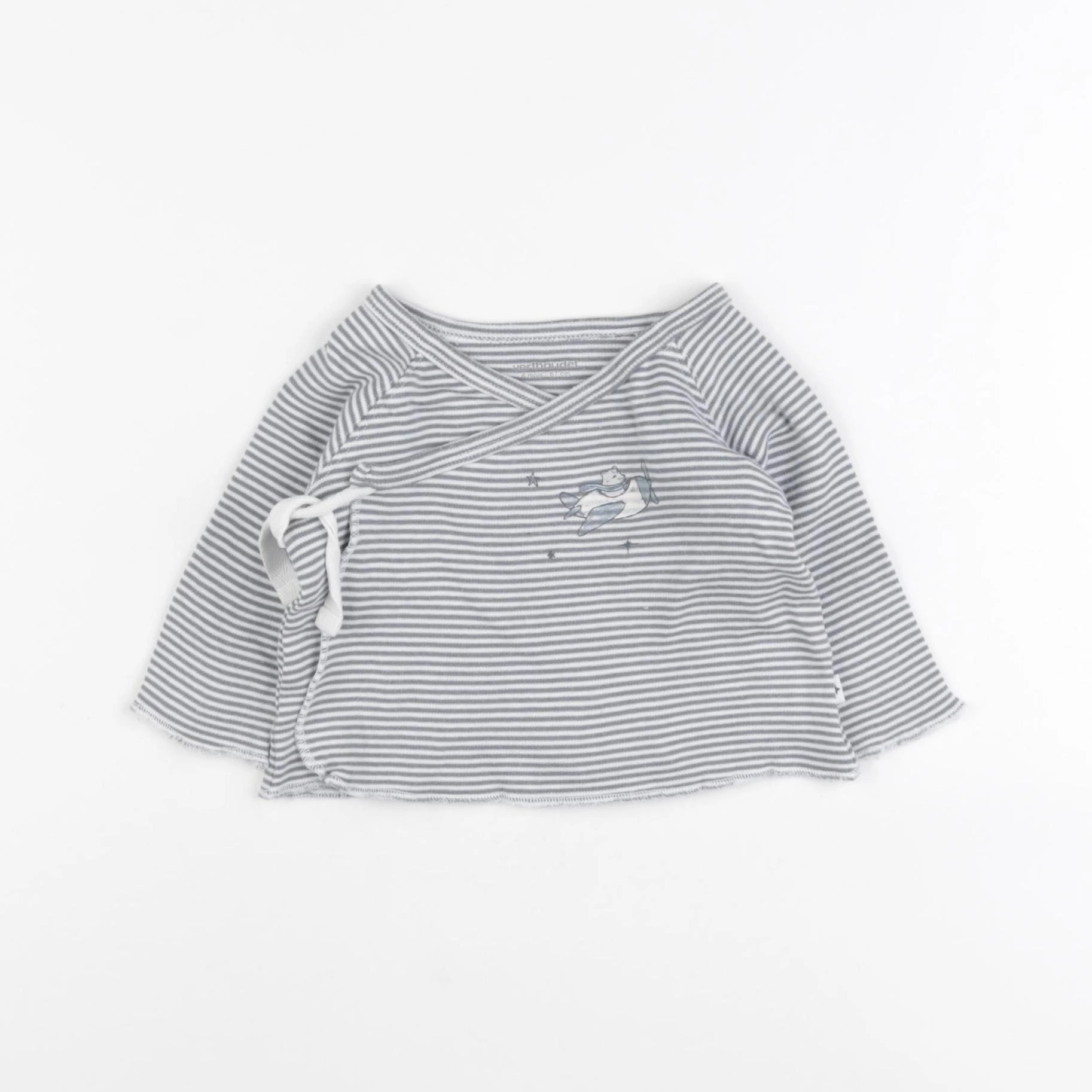 Vertbaudet - tee-shirt blanc, gris - 6 mois