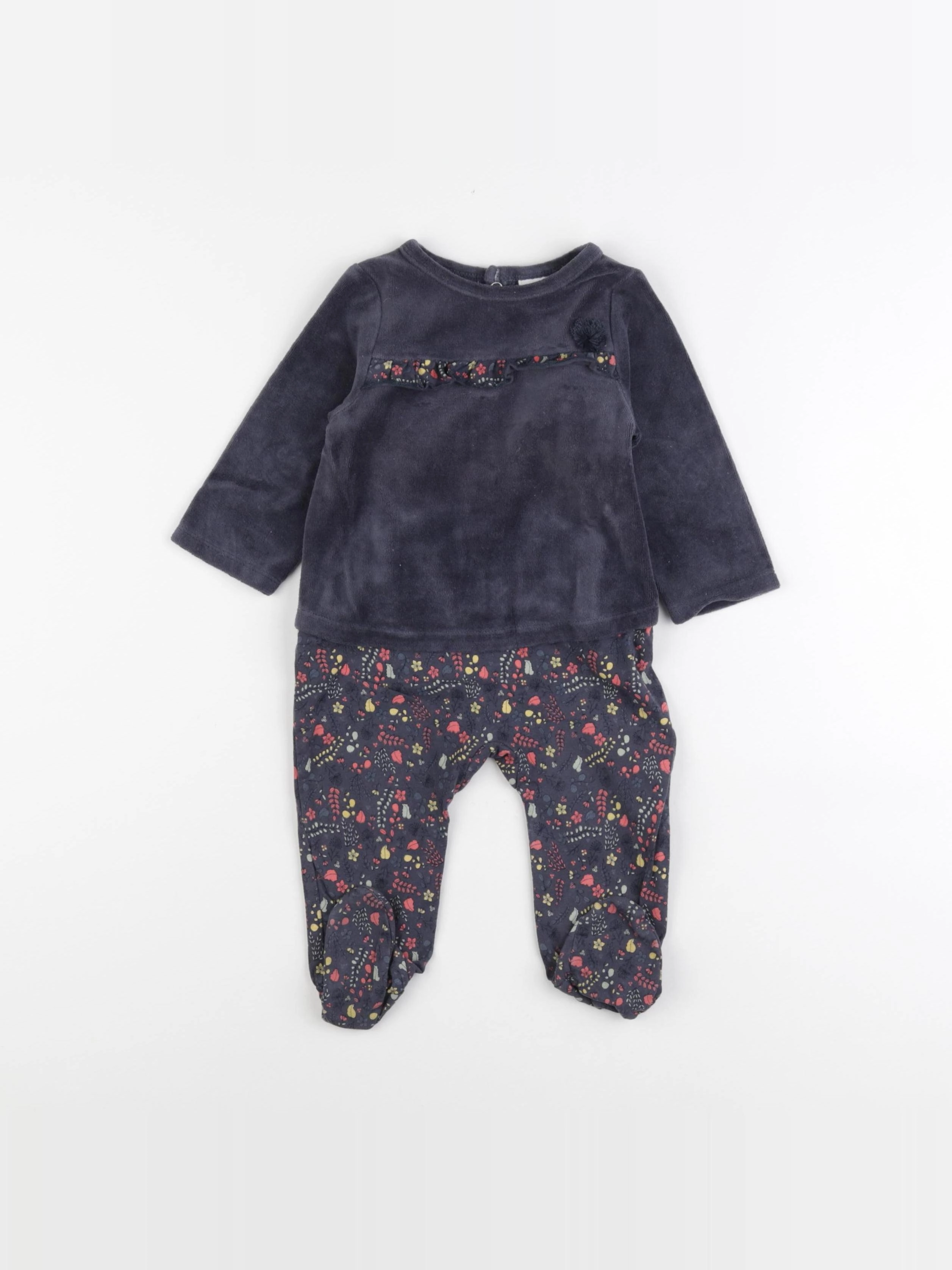 Tape à l'oeil - pyjama velours gris - 9 mois