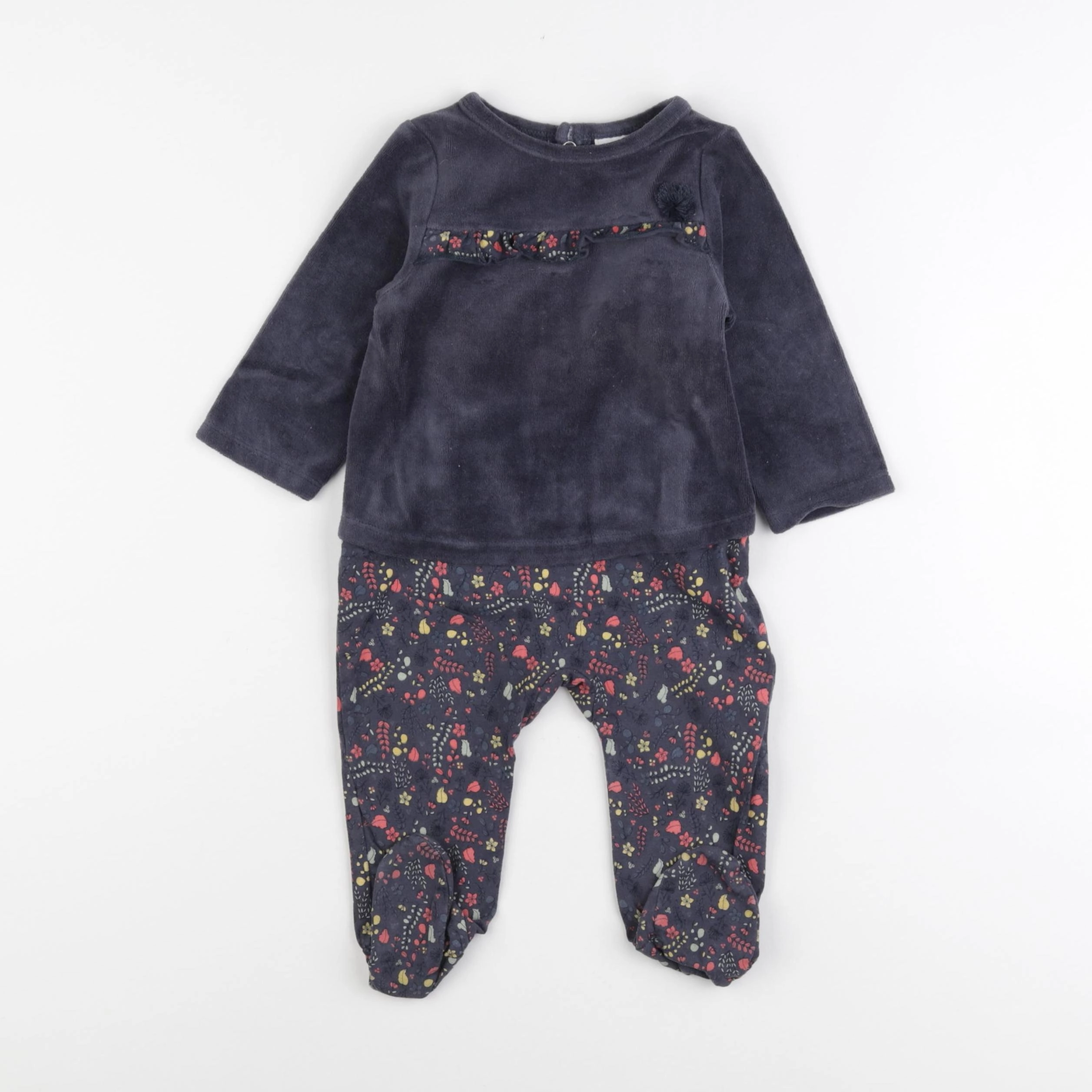 Tape à l'oeil - pyjama velours gris - 9 mois