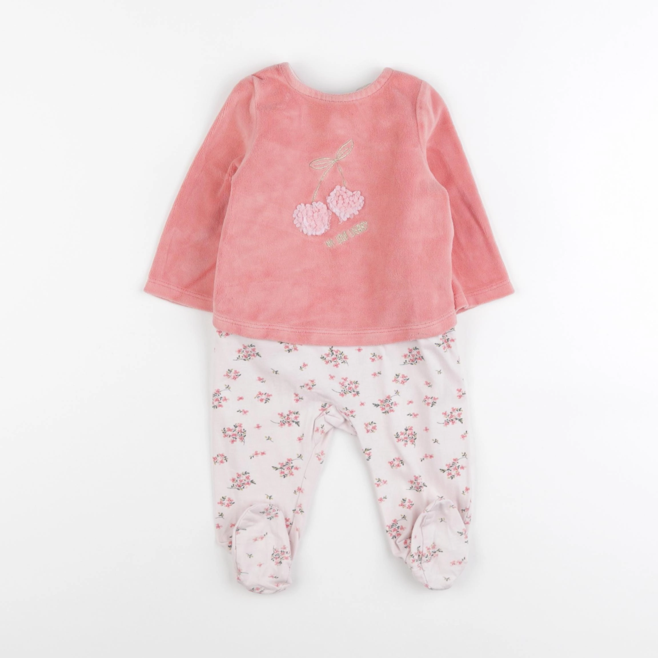 Tape à l'oeil - pyjama velours rose - 6 mois