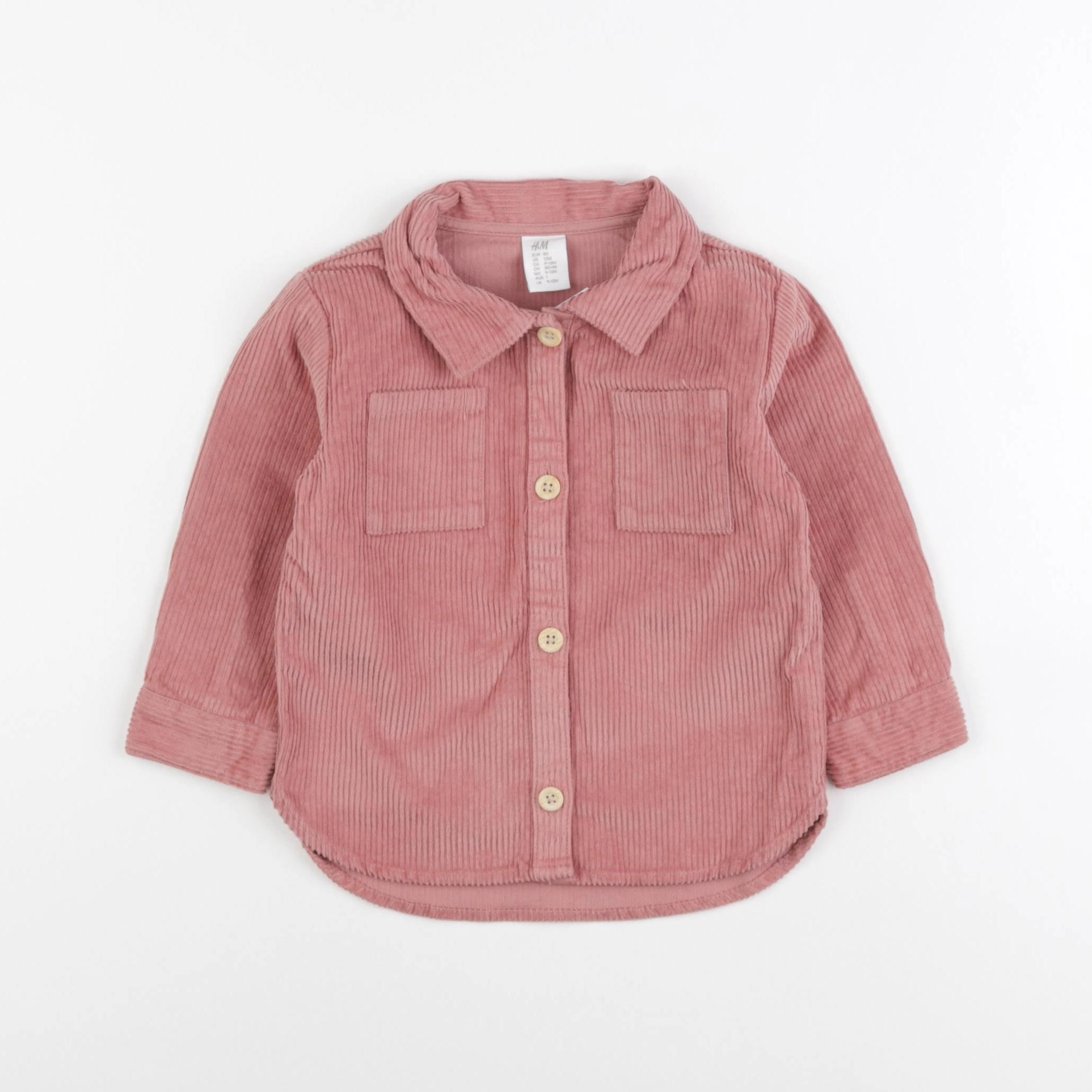 H&M - chemise rose (état neuf) - 12/9 mois