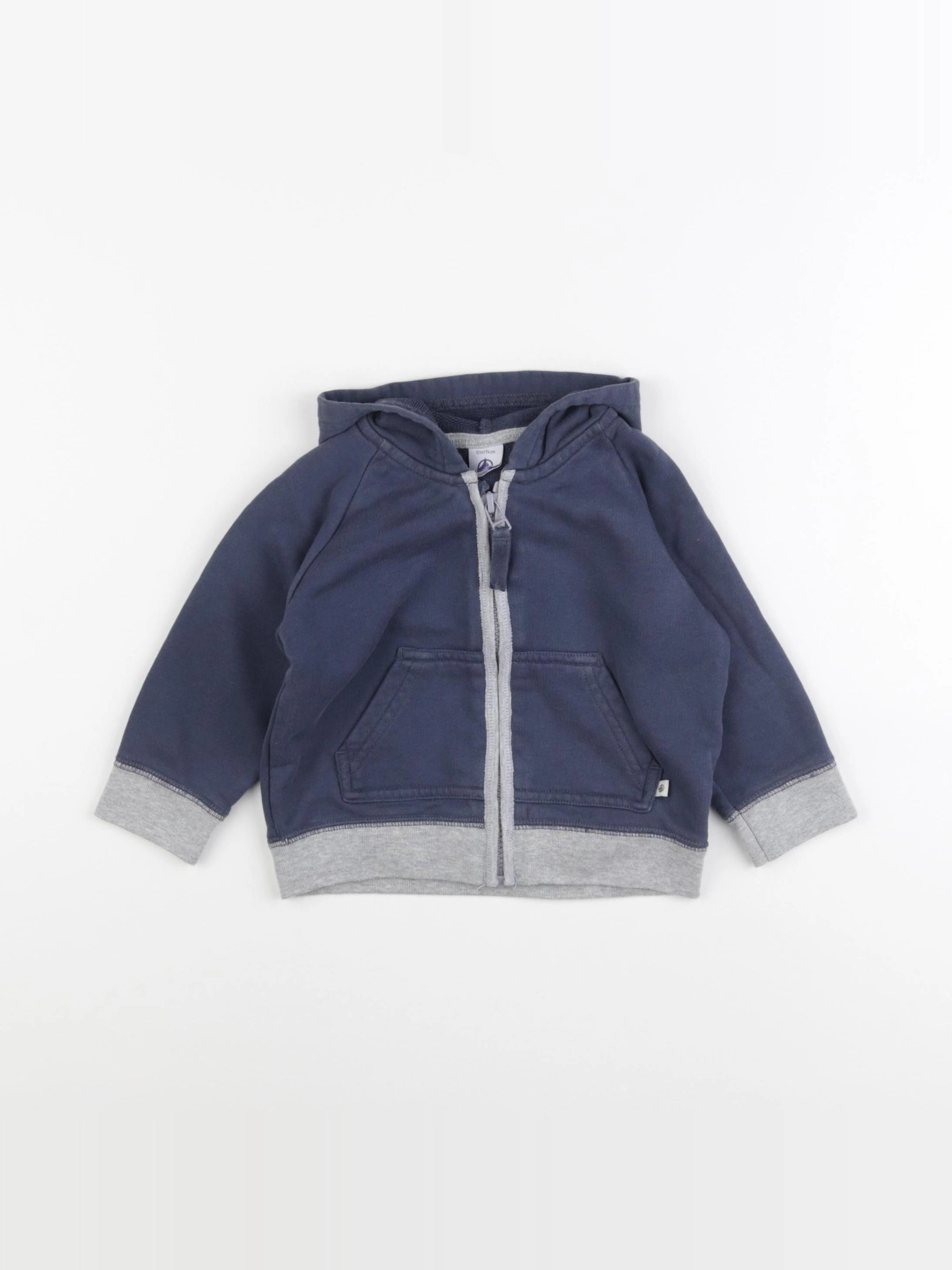 Petit Bateau - sweat bleu - 12 mois
