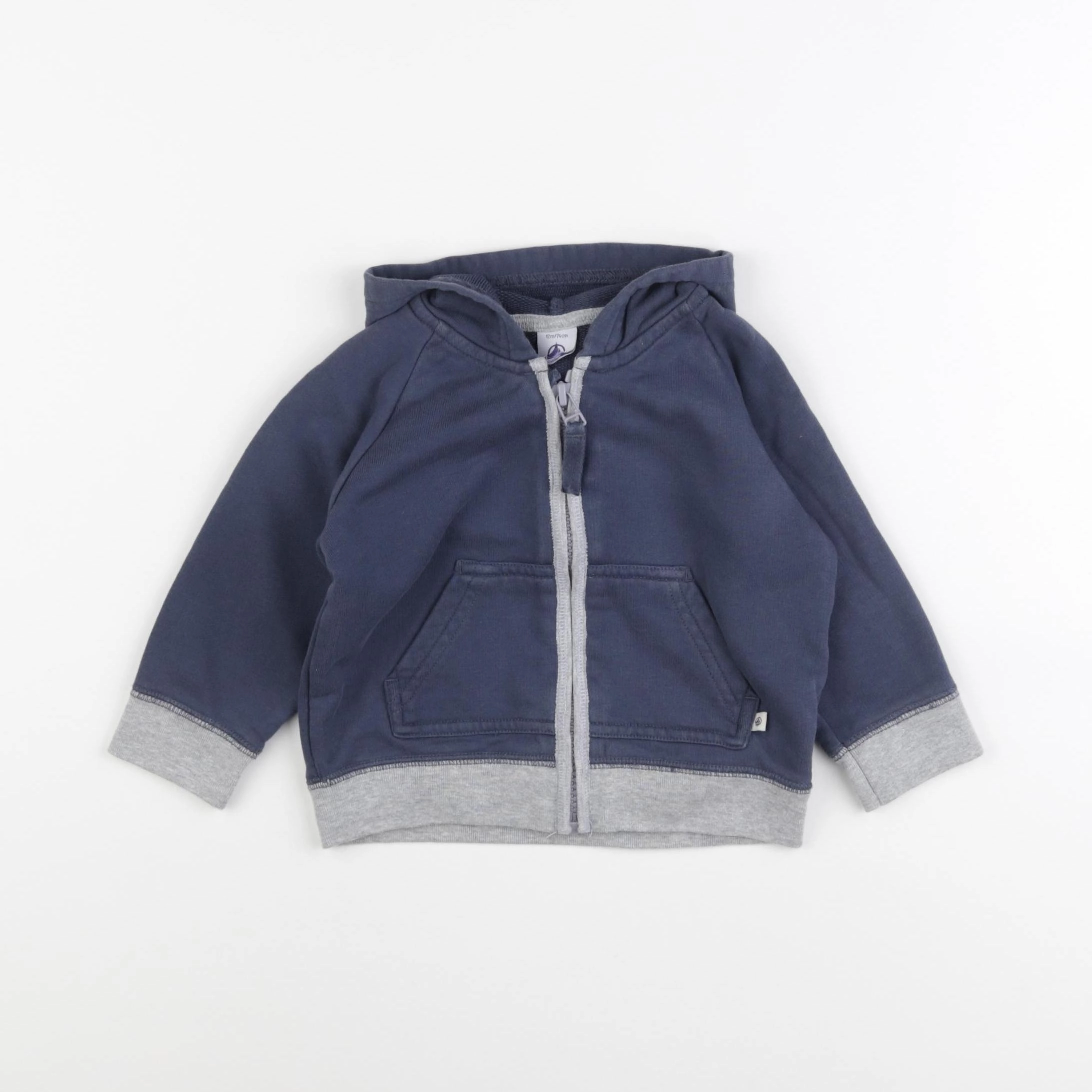 Petit Bateau - sweat bleu - 12 mois