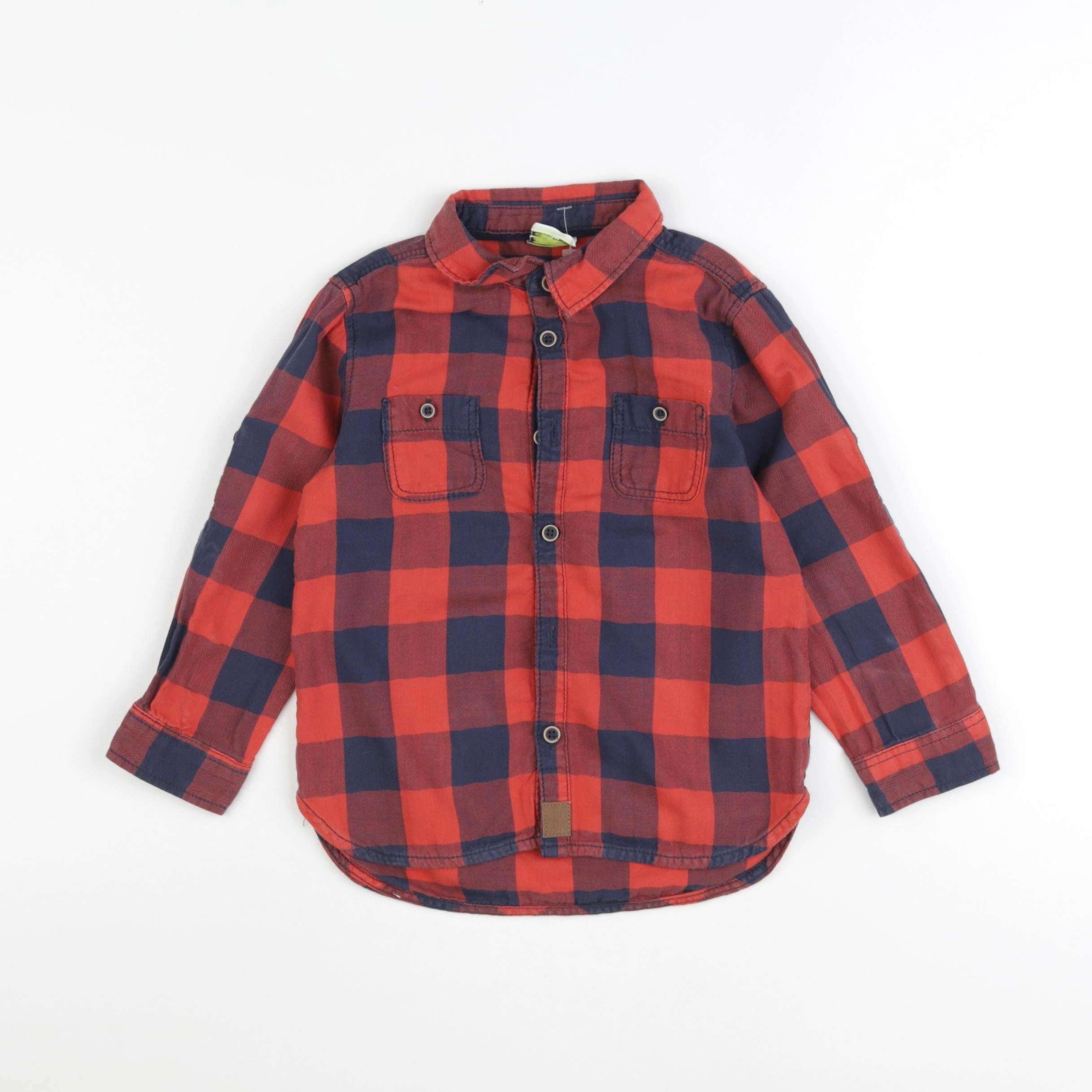 Tape à l'oeil - chemise bleu, rouge - 36 mois