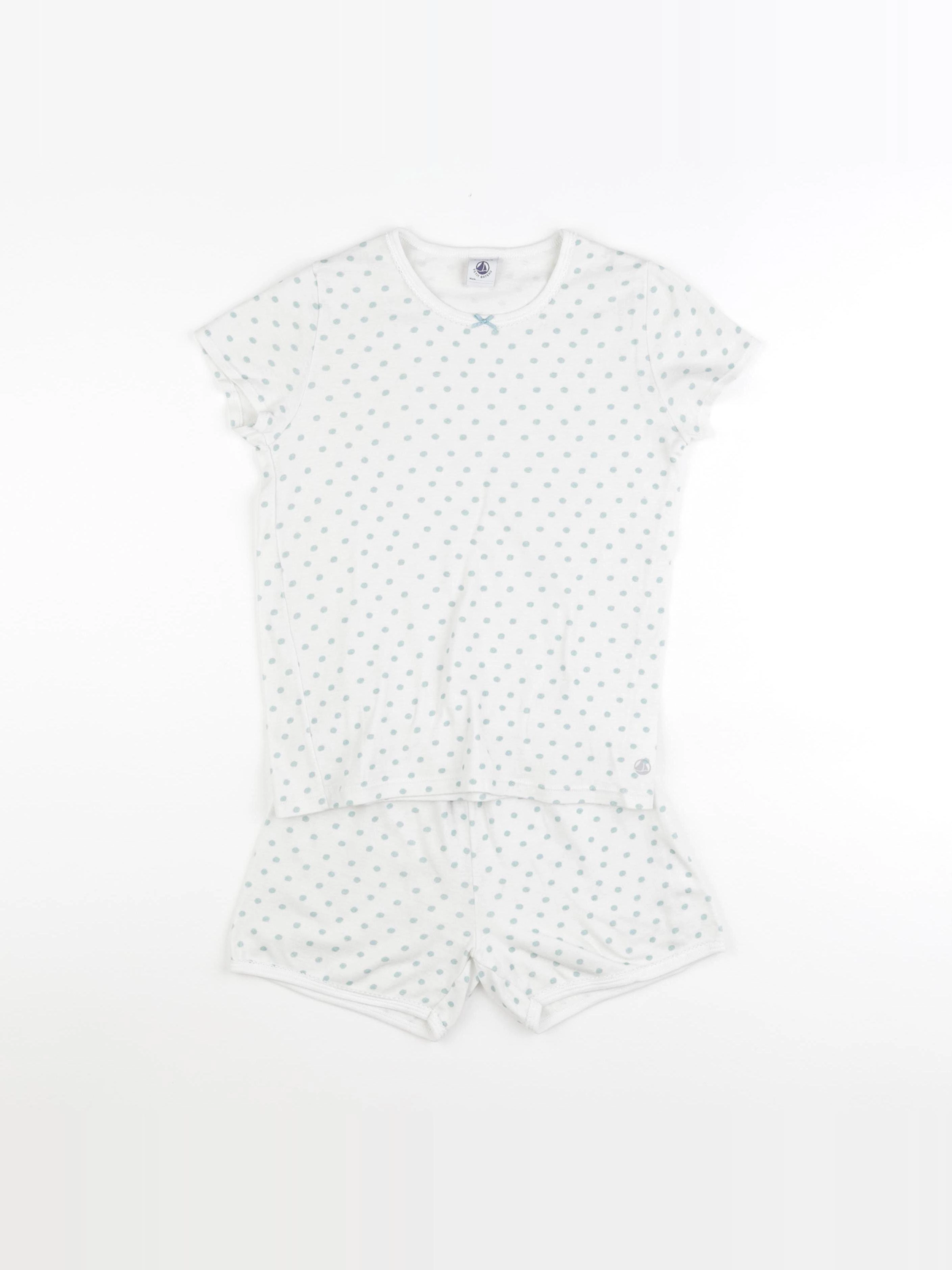 Petit Bateau - pyjama coton blanc, bleu - 8 ans