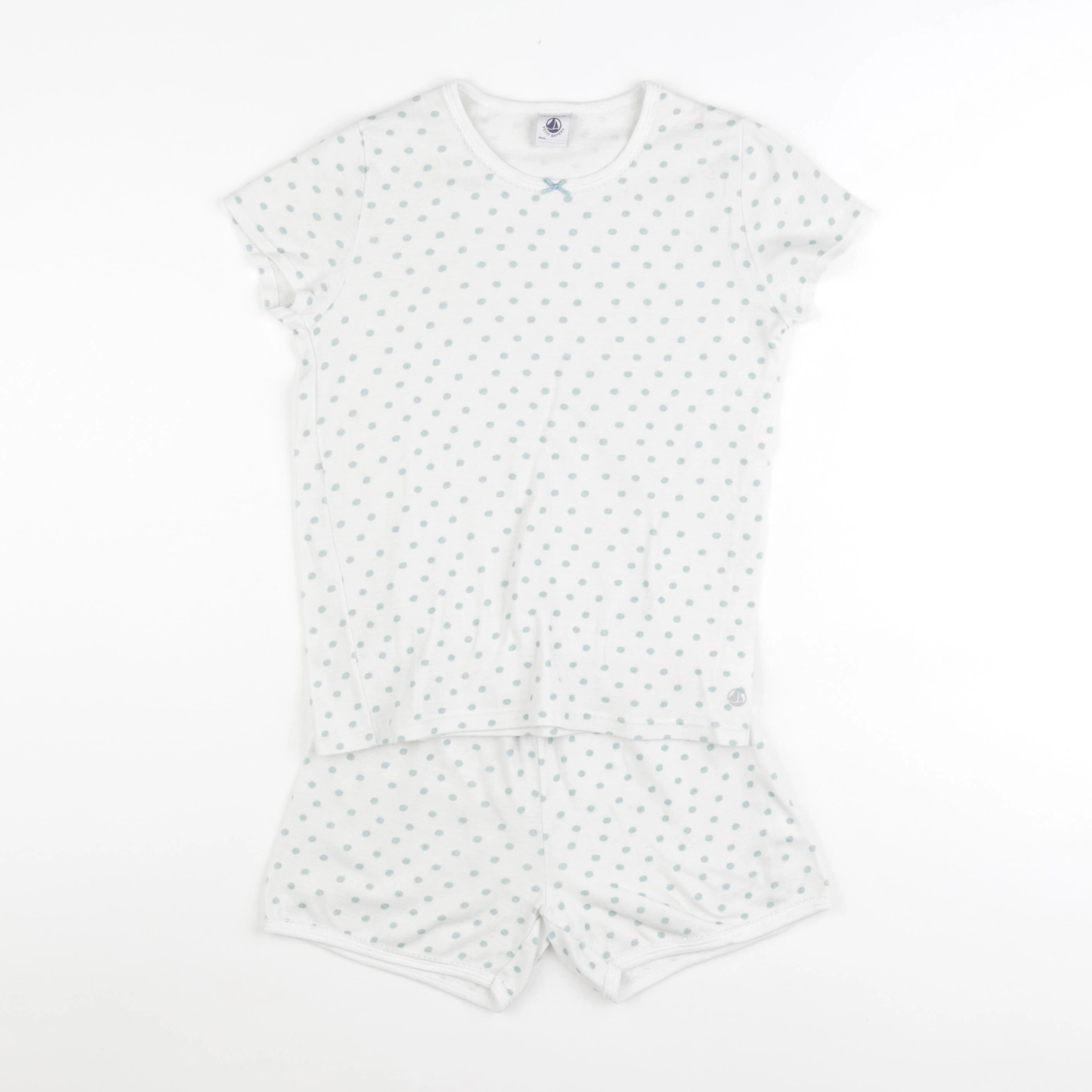 Petit Bateau - pyjama coton blanc, bleu - 8 ans