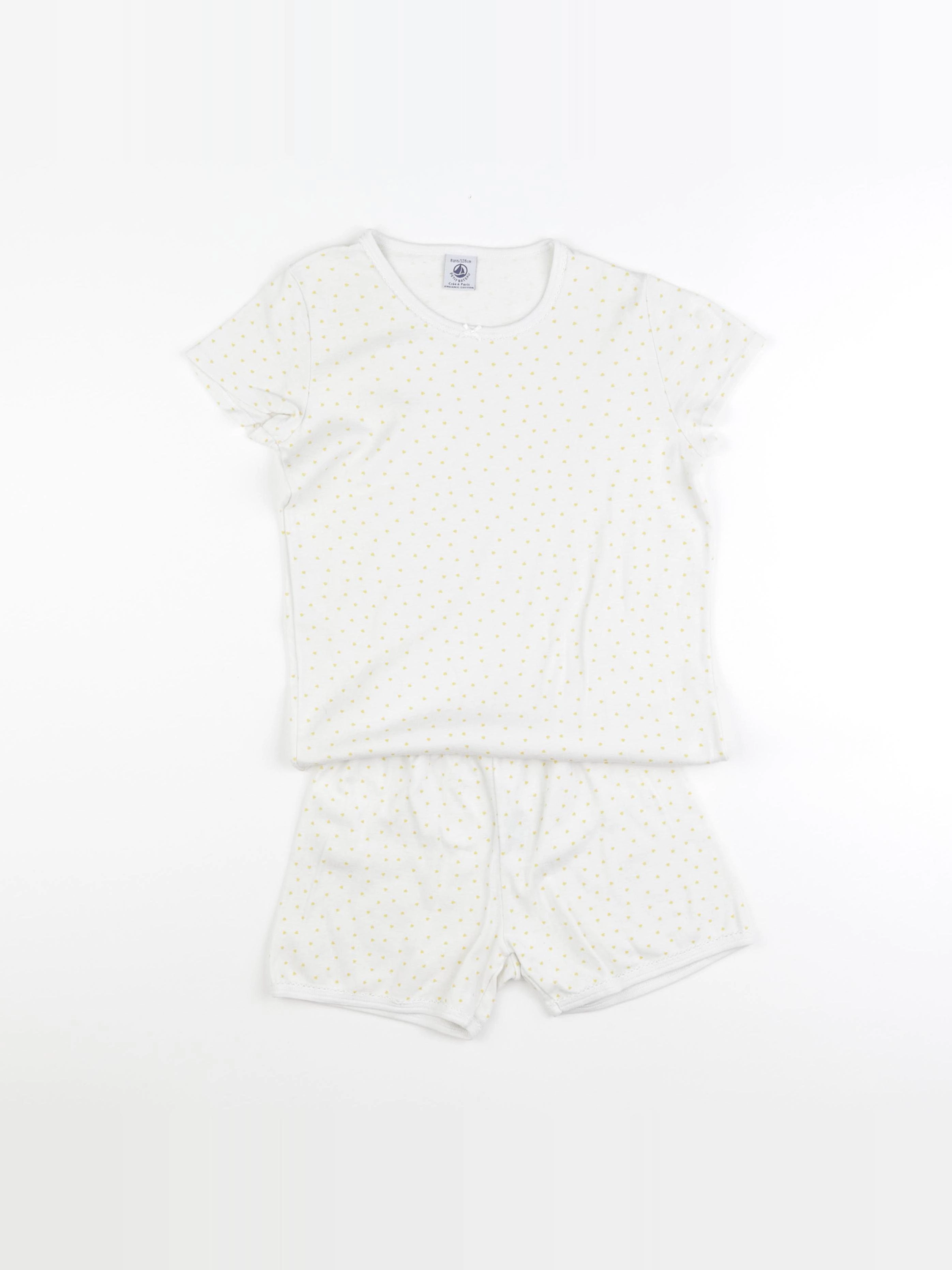 Petit Bateau - pyjama coton blanc, jaune - 8 ans