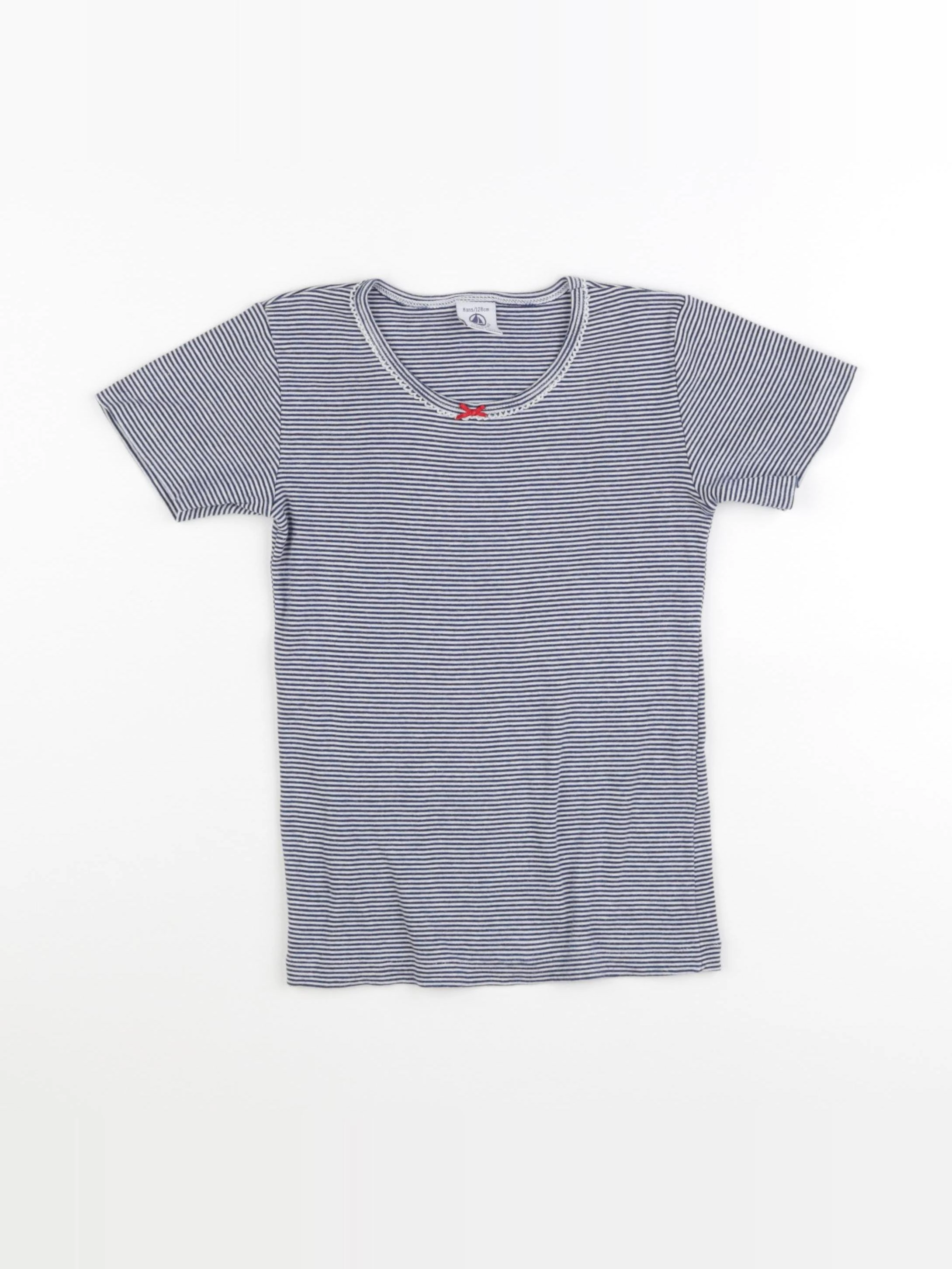 Petit Bateau - maillot de corps blanc, bleu - 8 ans