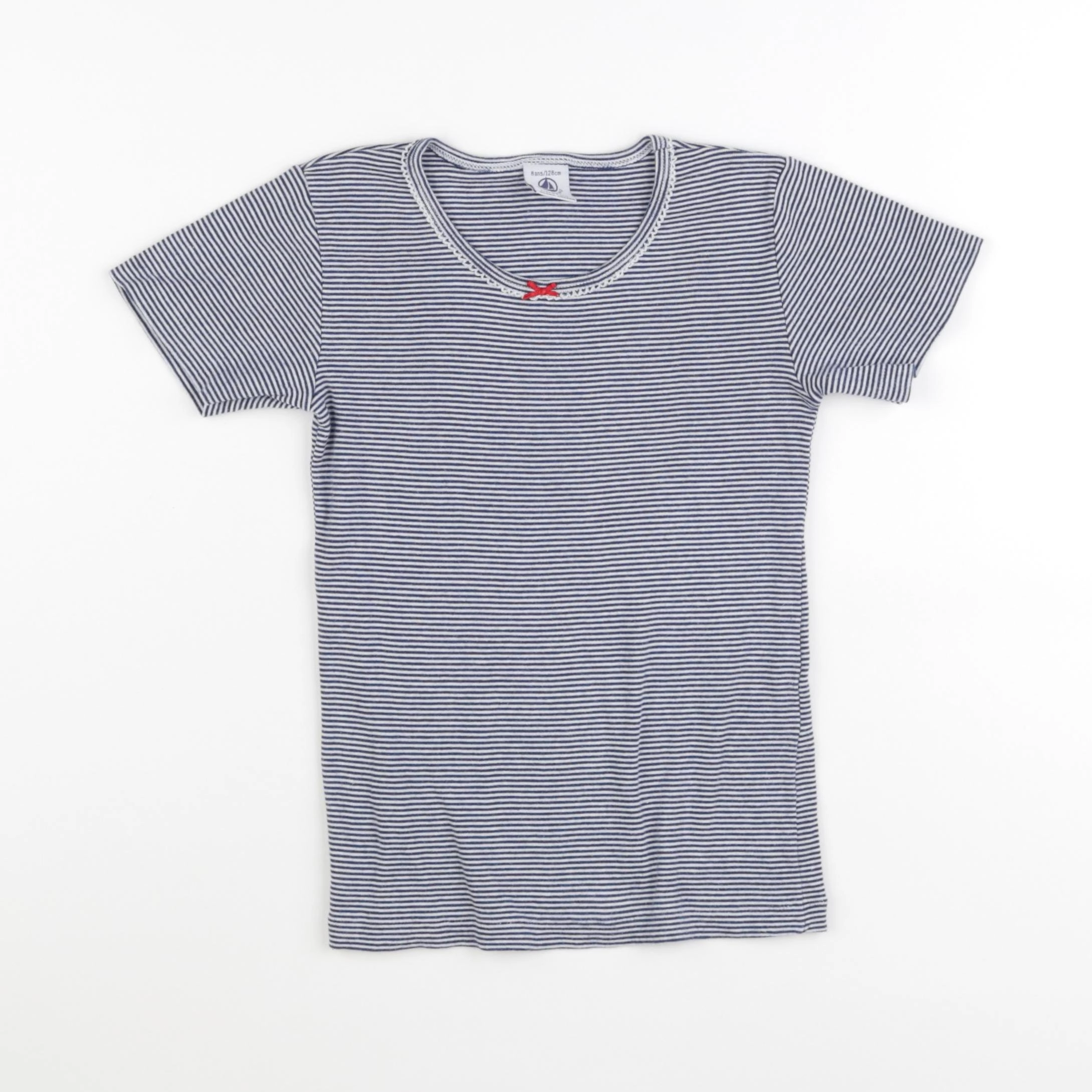 Petit Bateau - maillot de corps blanc, bleu - 8 ans