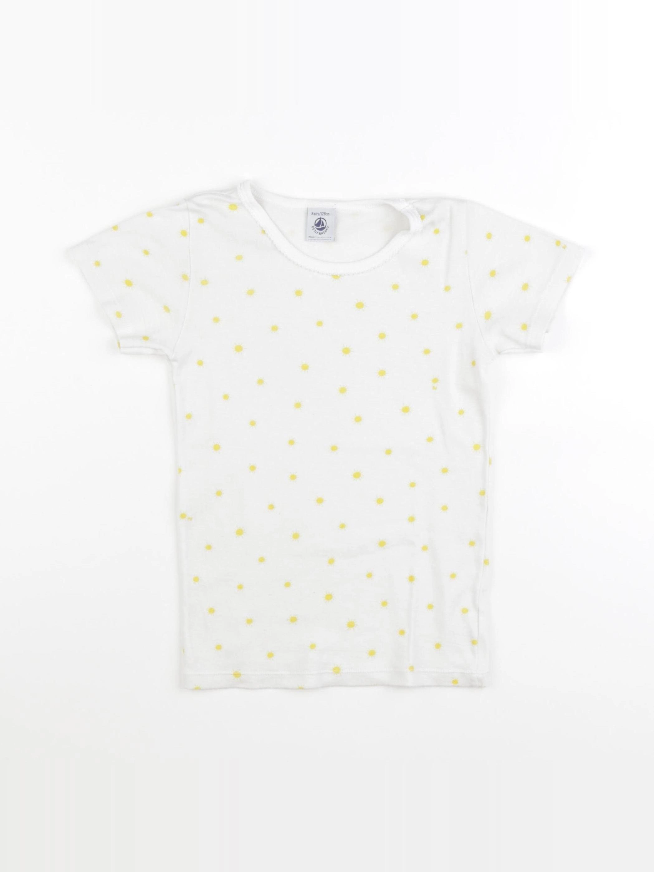 Petit Bateau - maillot de corps blanc, jaune - 8 ans
