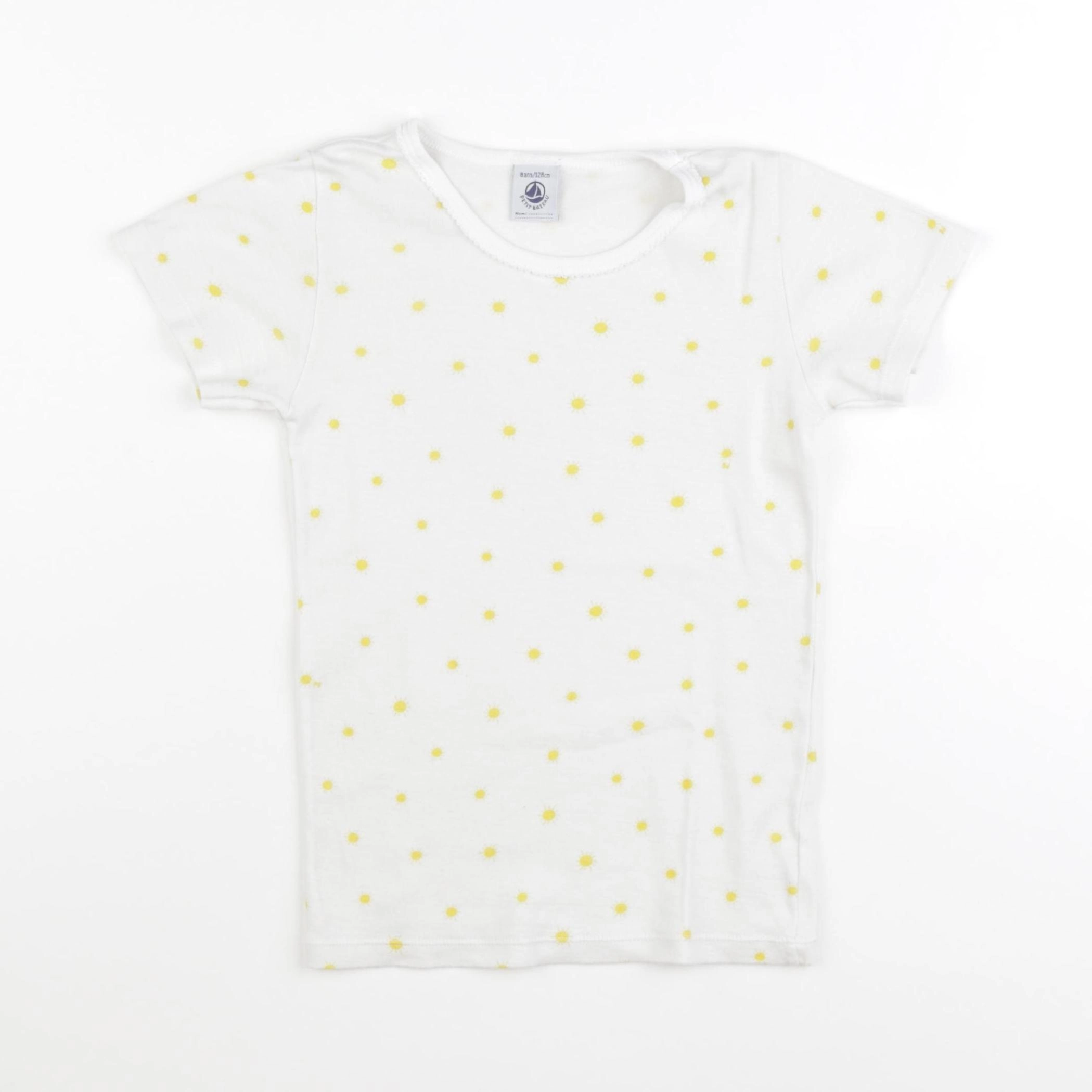 Petit Bateau - maillot de corps blanc, jaune - 8 ans