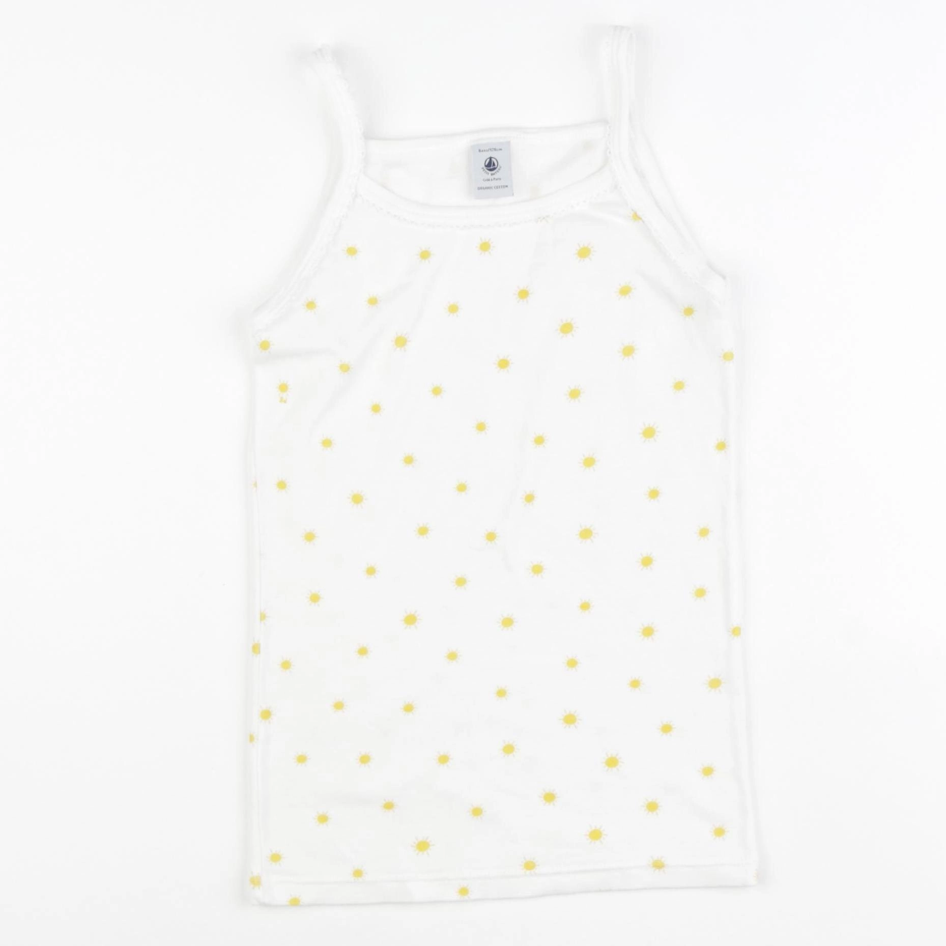 Petit Bateau - maillot de corps blanc, jaune - 8 ans