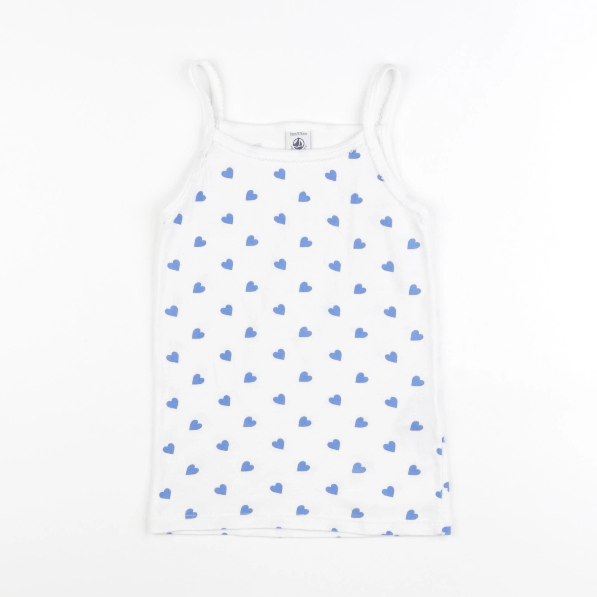 Petit Bateau - maillot de corps blanc, bleu - 8 ans