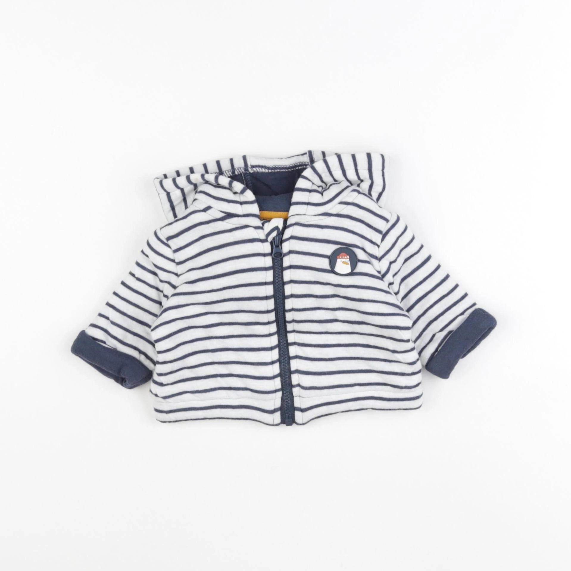 Vertbaudet - sweat blanc, bleu - 1 mois