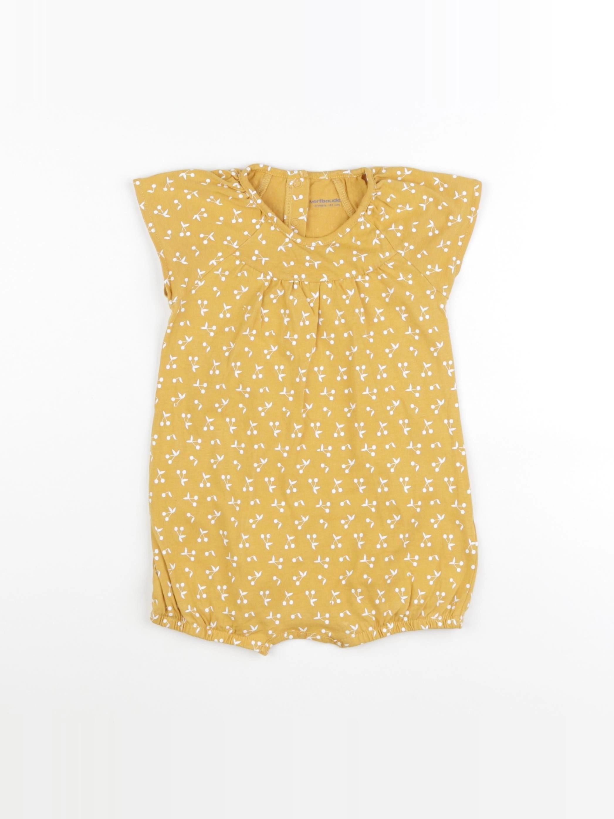 Vertbaudet - pyjama coton jaune, blanc - 18 mois