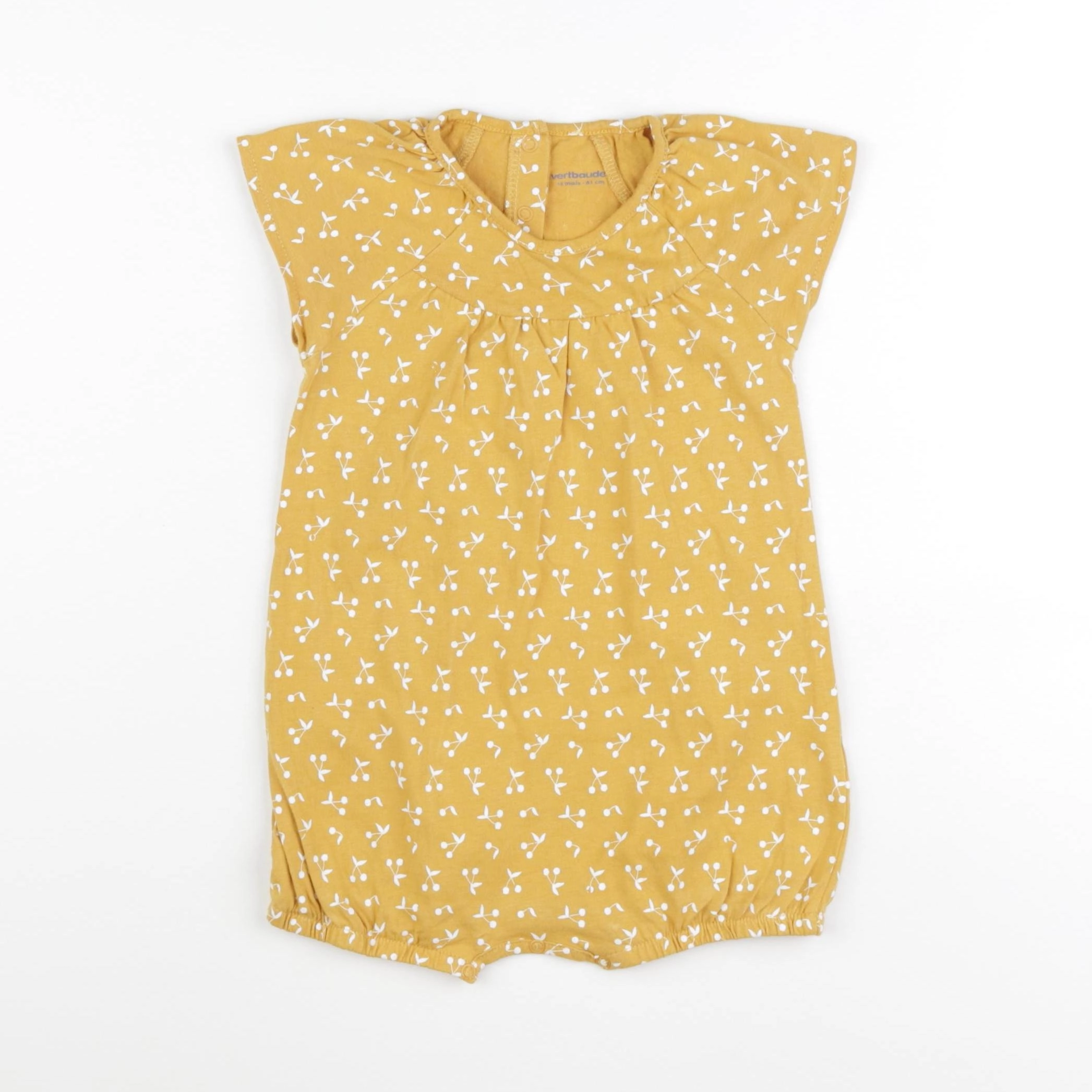Vertbaudet - pyjama coton jaune, blanc - 18 mois