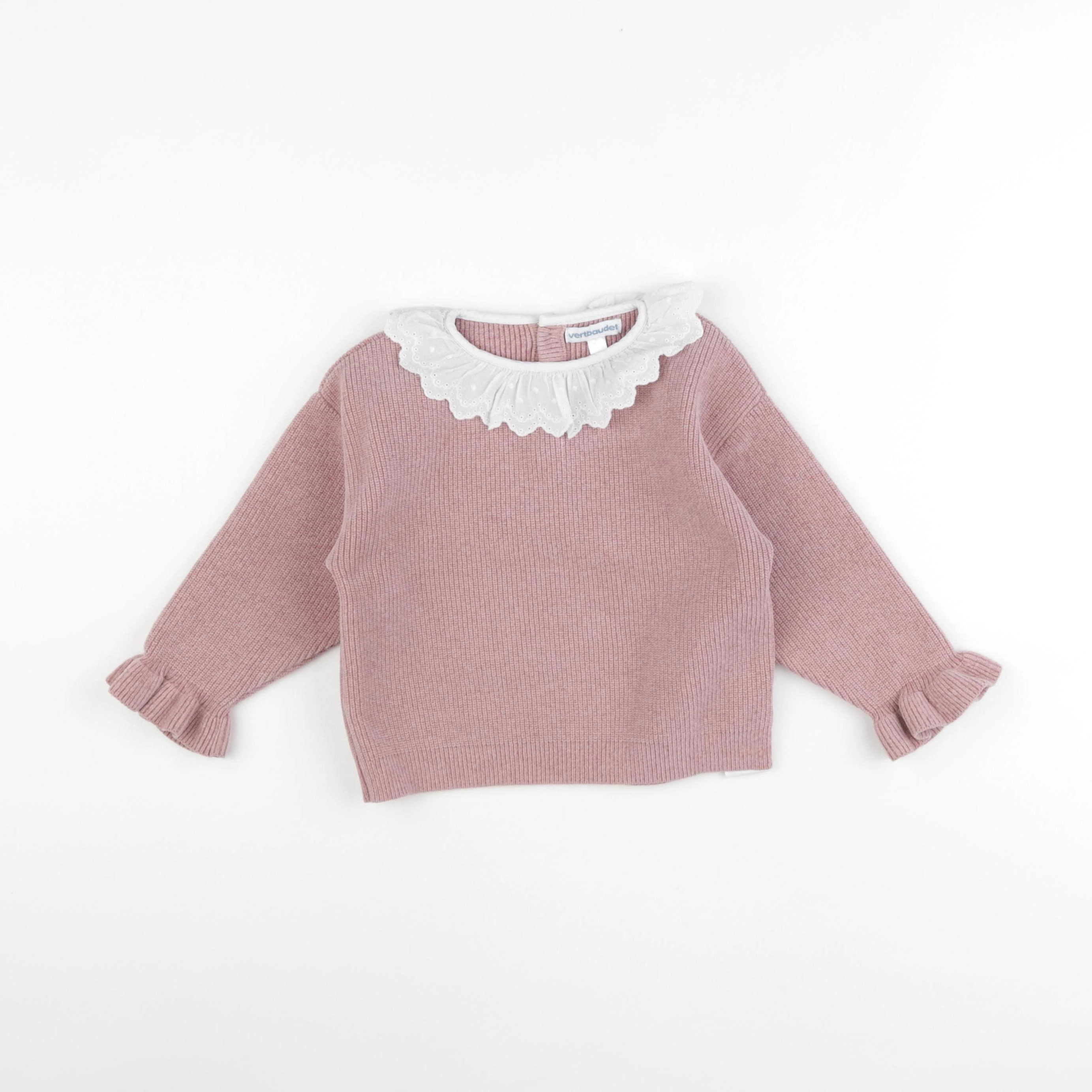Vertbaudet - pull rose, blanc - 2 ans