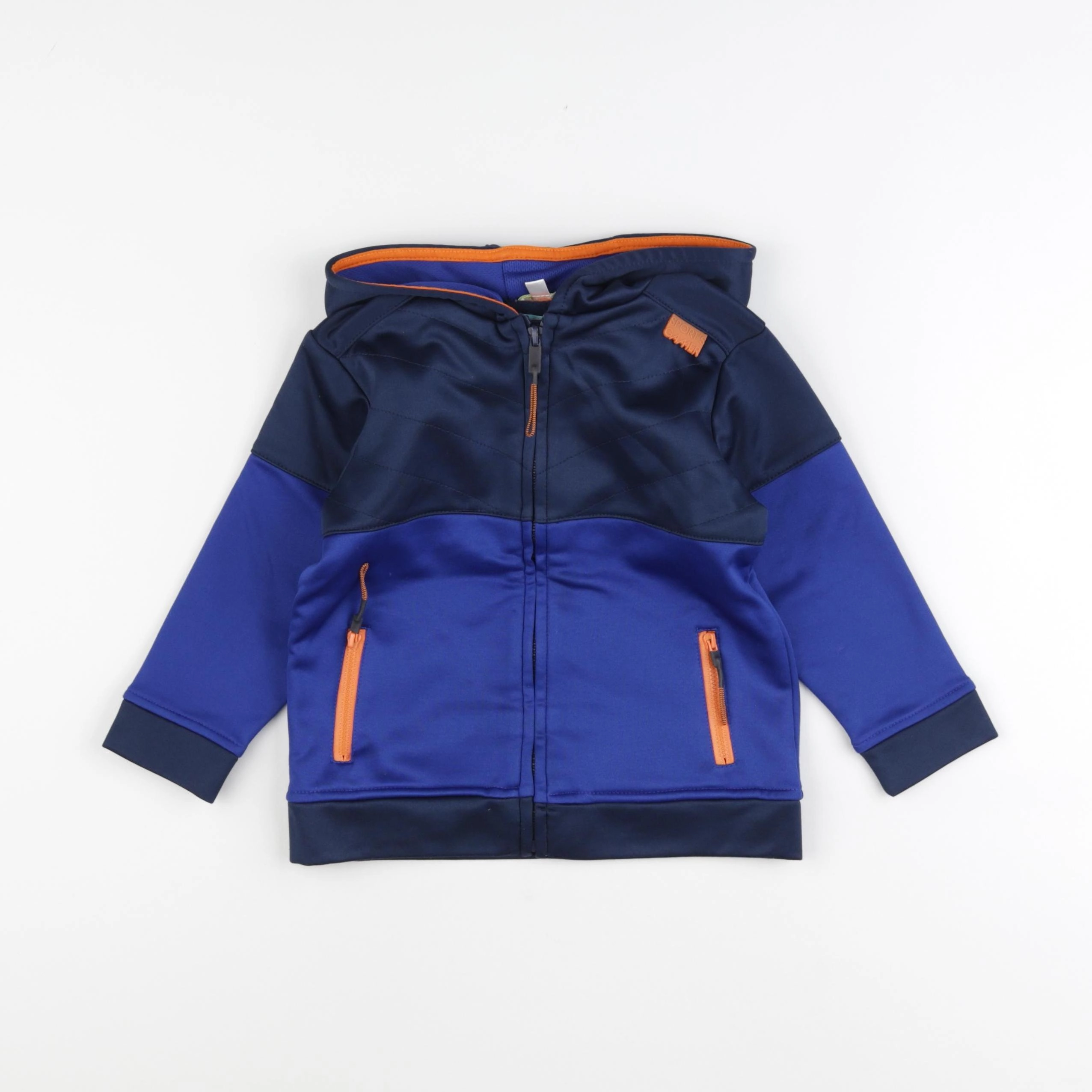 Vertbaudet - sweat bleu, orange - 4 ans