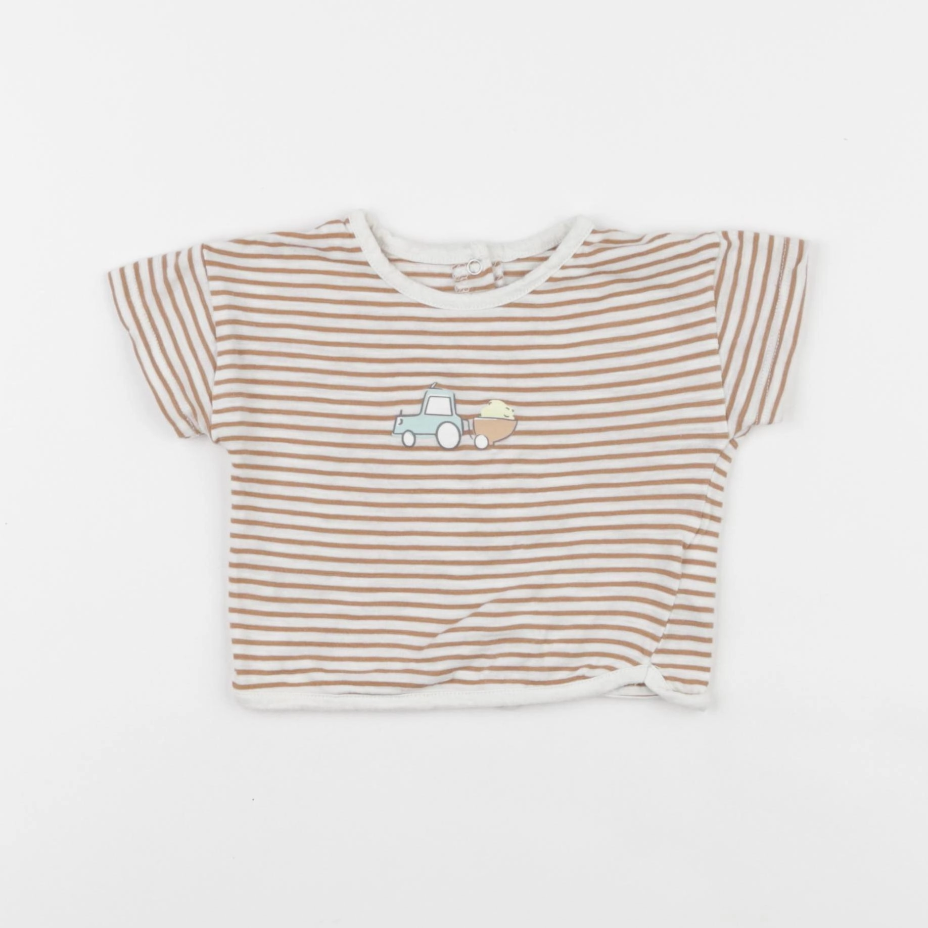 Vertbaudet - tee-shirt blanc, marron - 6 mois