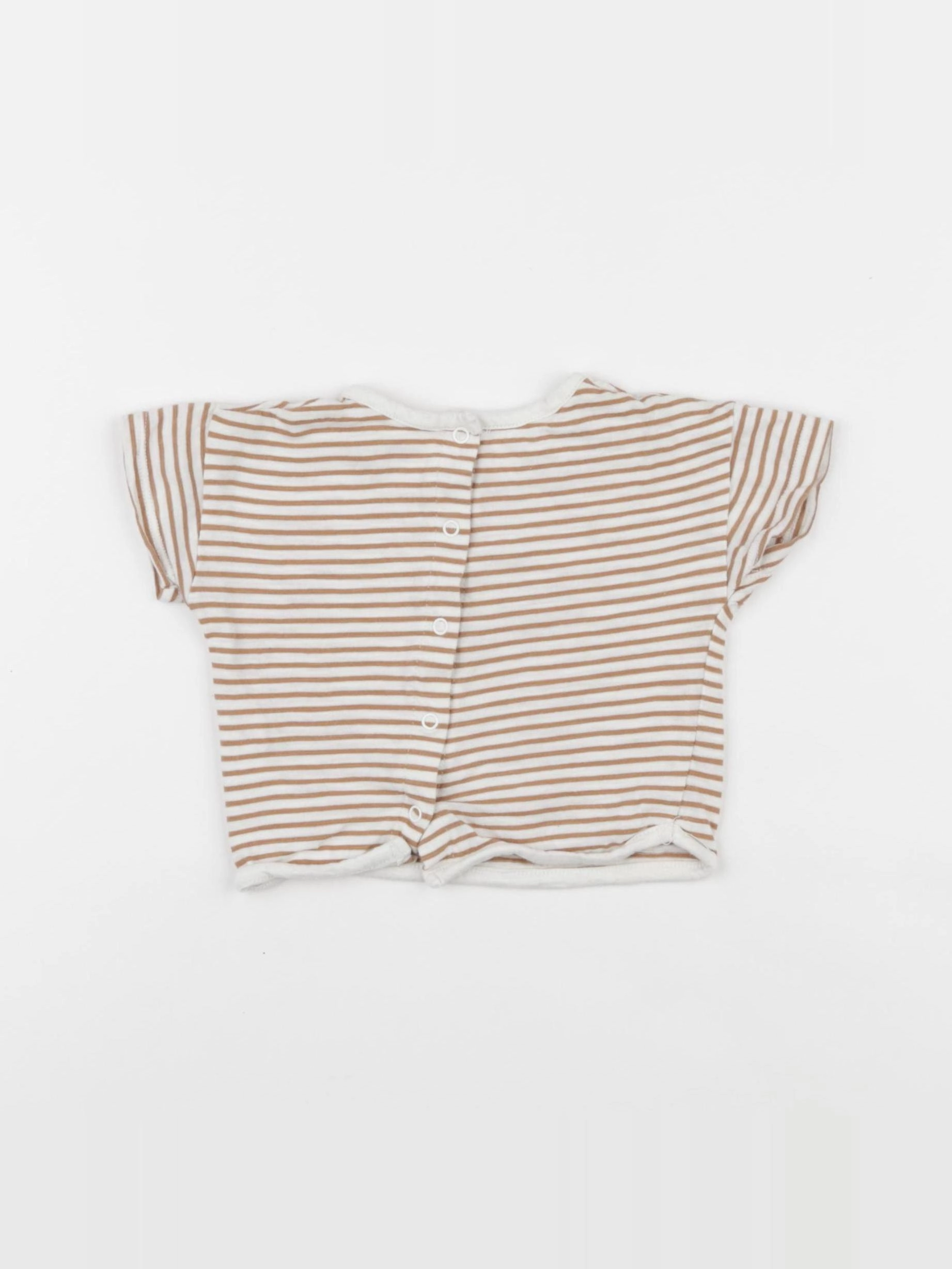 Vertbaudet - tee-shirt blanc, marron - 6 mois