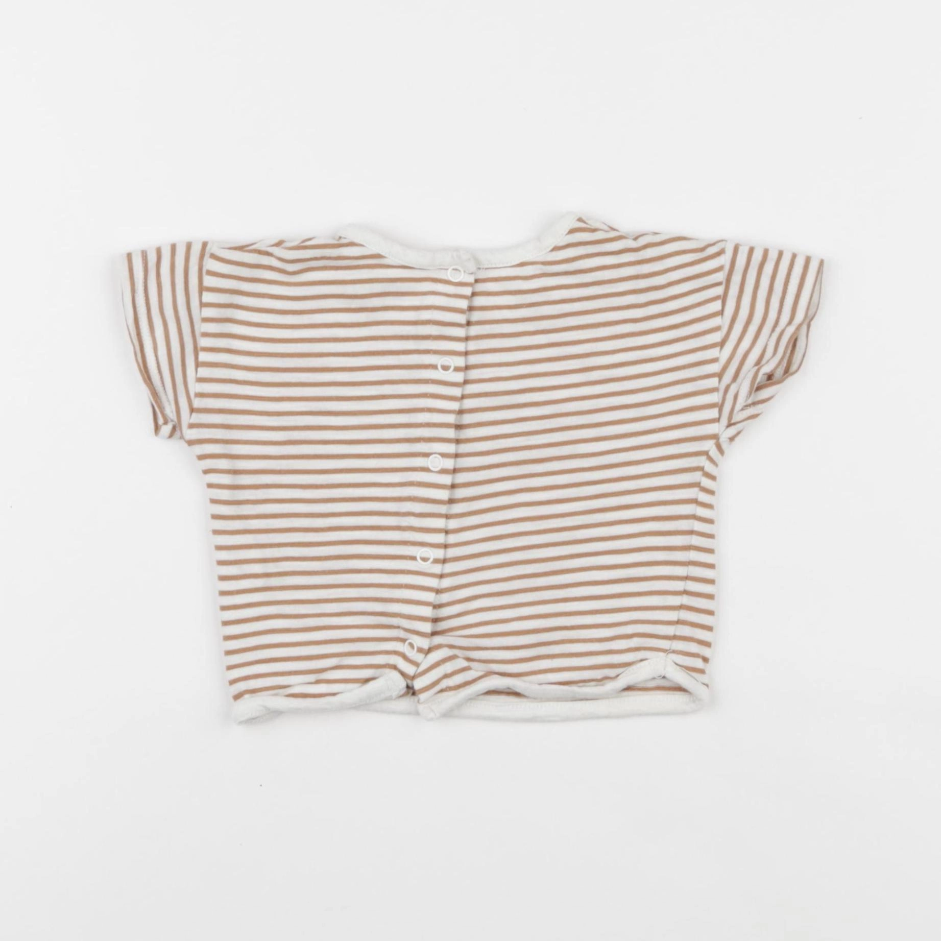 Vertbaudet - tee-shirt blanc, marron - 6 mois