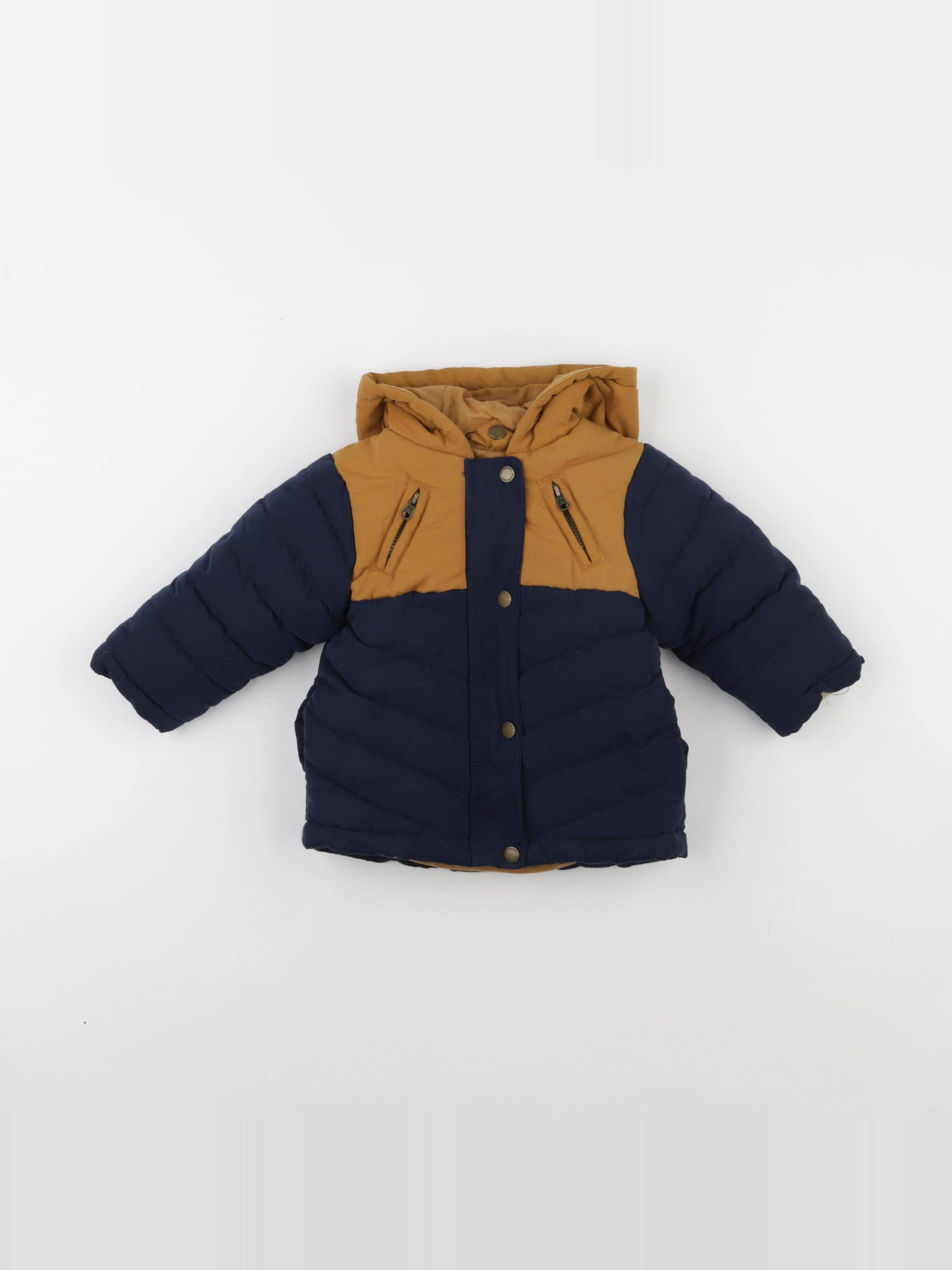 Vertbaudet - doudoune bleu, marron - 9 mois