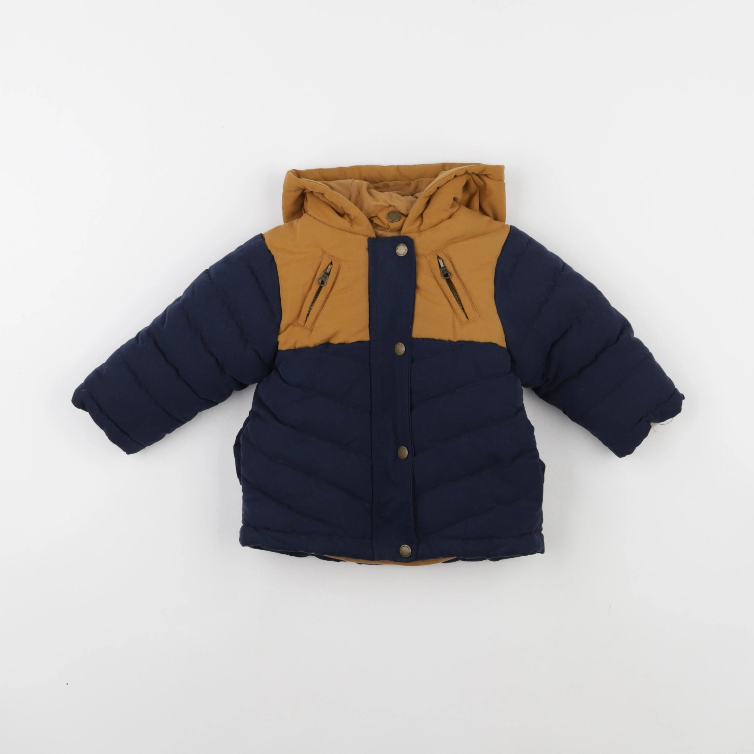 Vertbaudet - doudoune bleu, marron - 9 mois