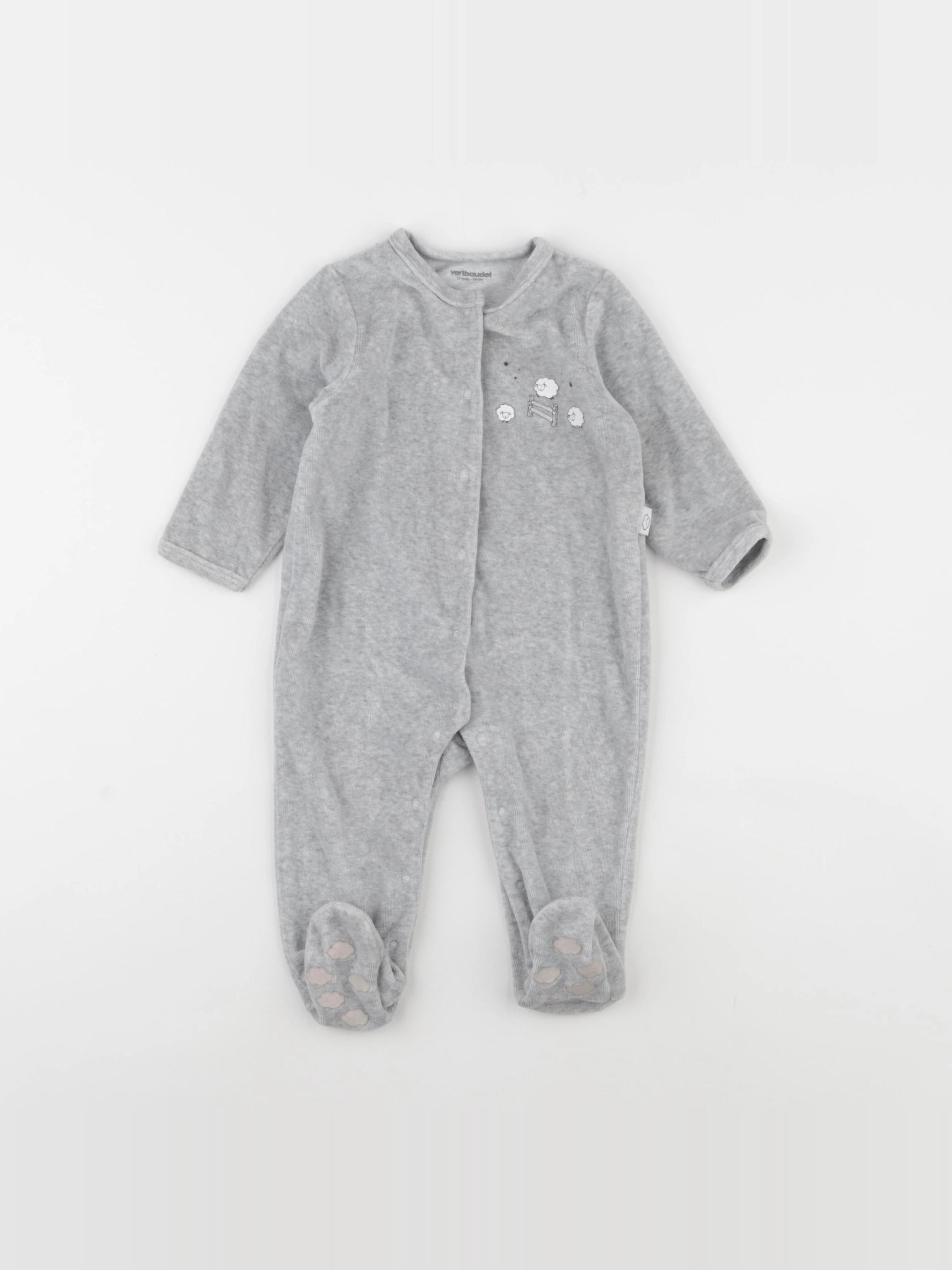 Vertbaudet - pyjama velours gris - 12 mois