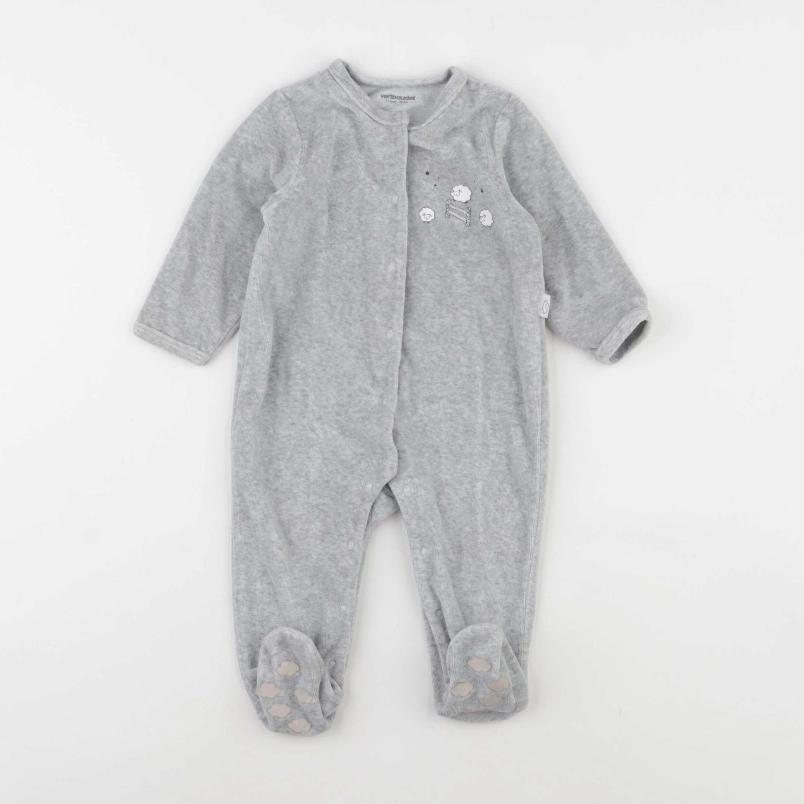 Vertbaudet - pyjama velours gris - 12 mois
