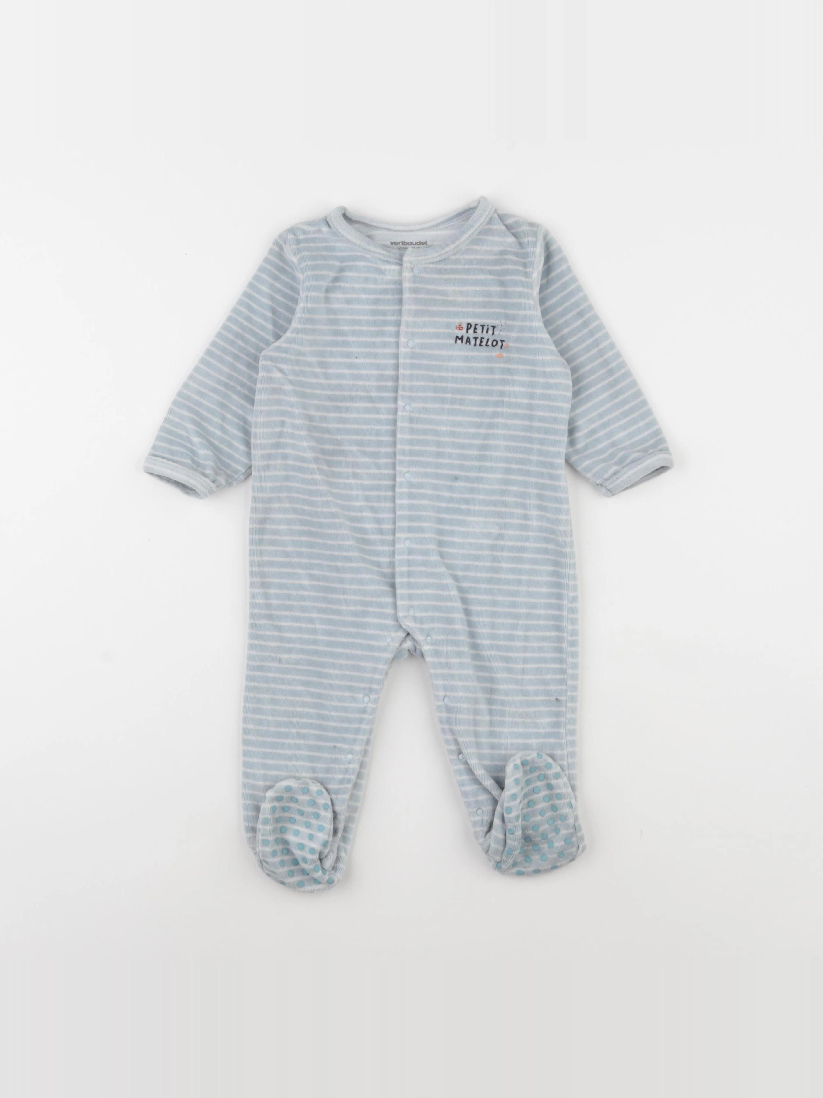Vertbaudet - pyjama velours bleu, blanc - 12 mois