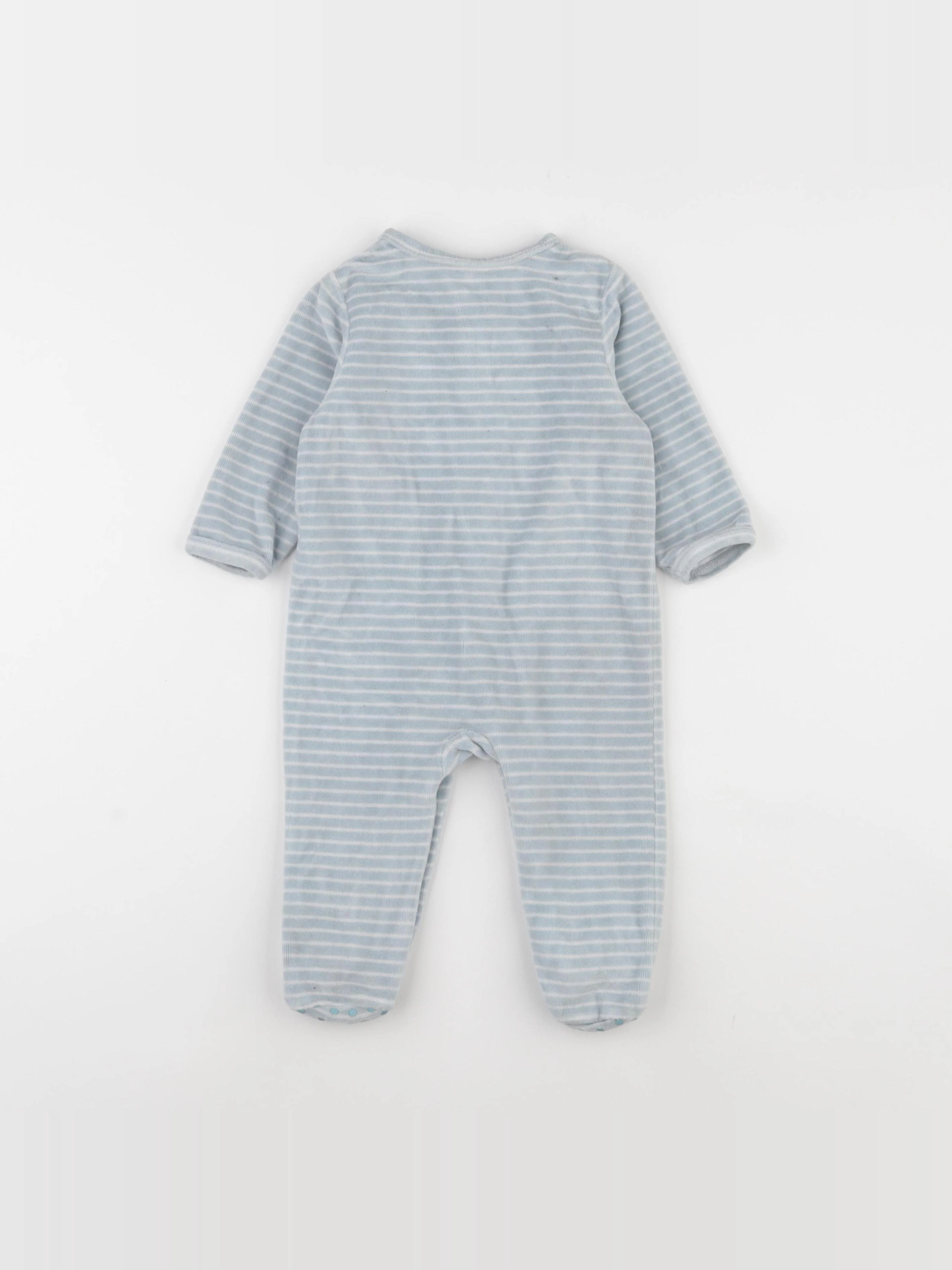Vertbaudet - pyjama velours bleu, blanc - 12 mois