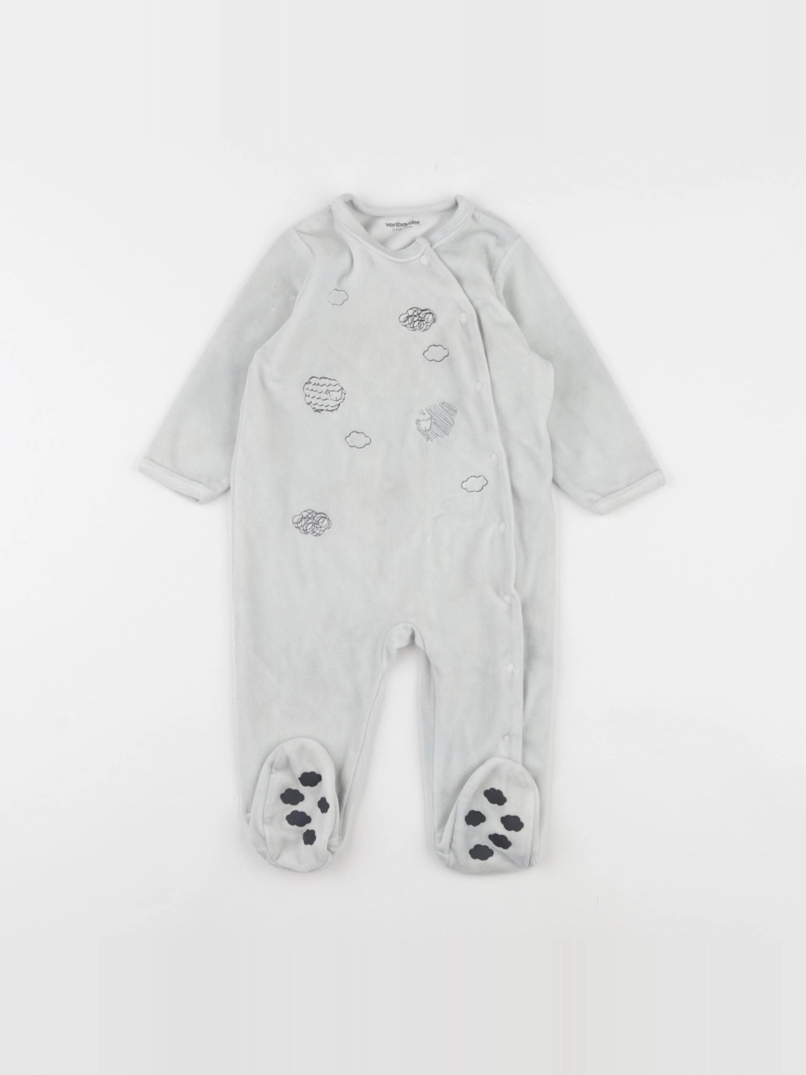 Vertbaudet - pyjama velours bleu - 12 mois