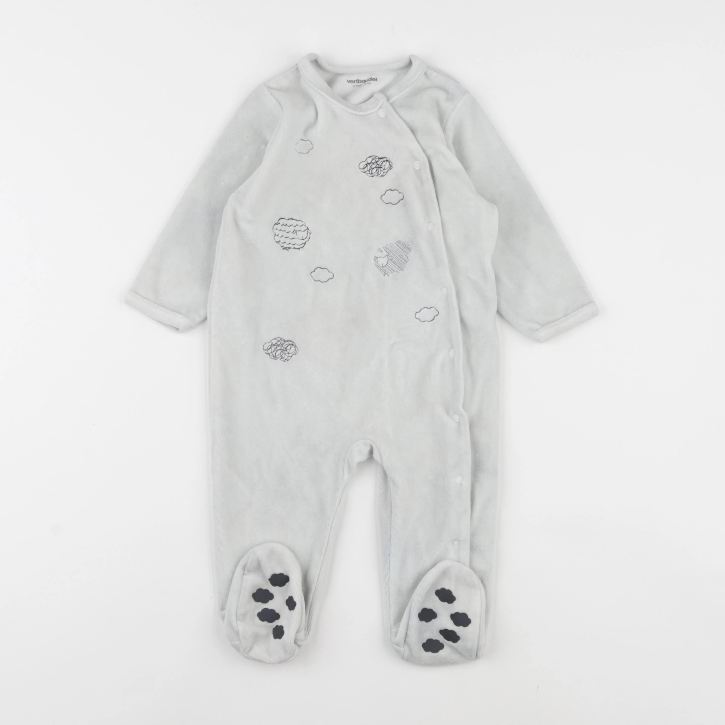 Vertbaudet - pyjama velours bleu - 12 mois