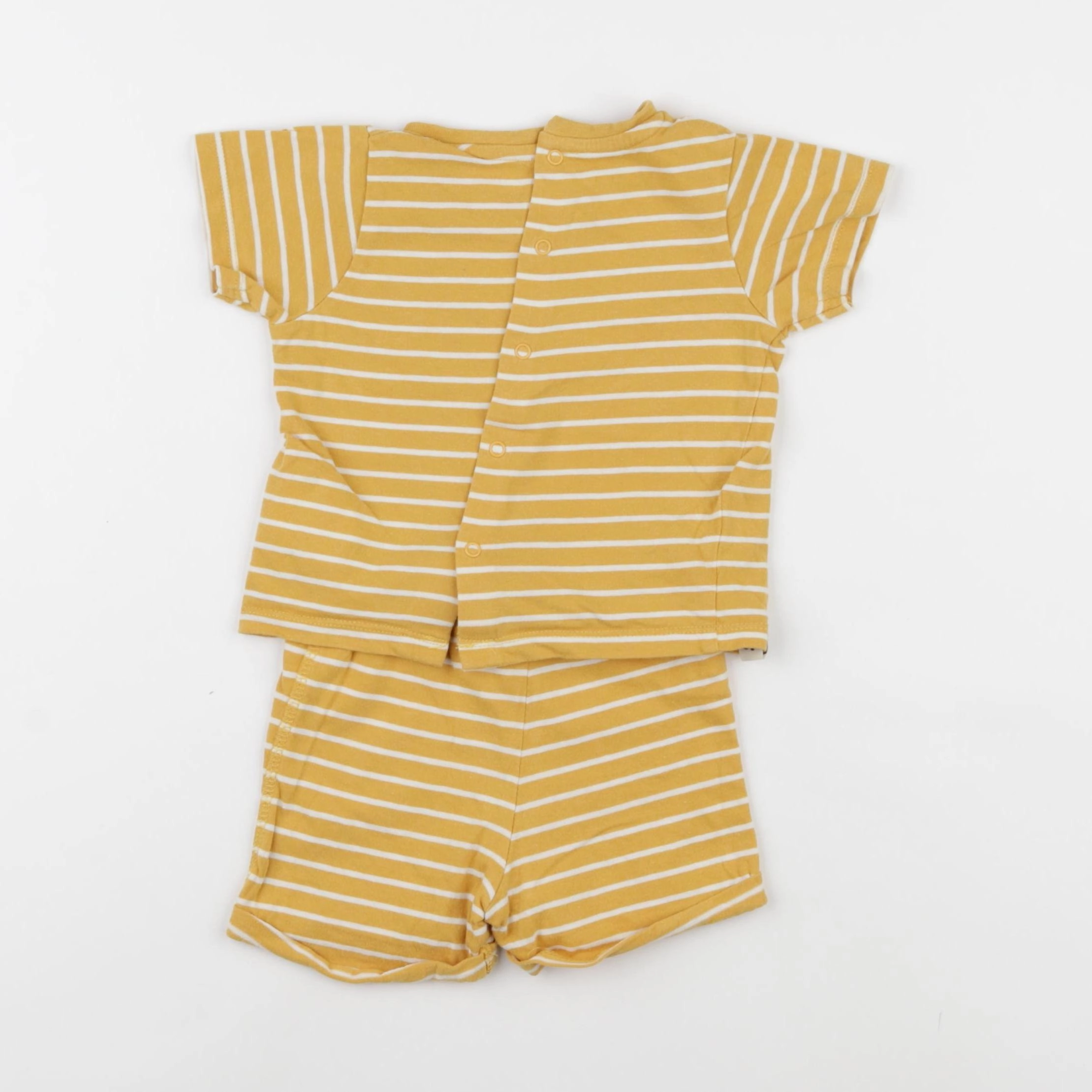 Vertbaudet - pyjama coton jaune, blanc - 9 mois
