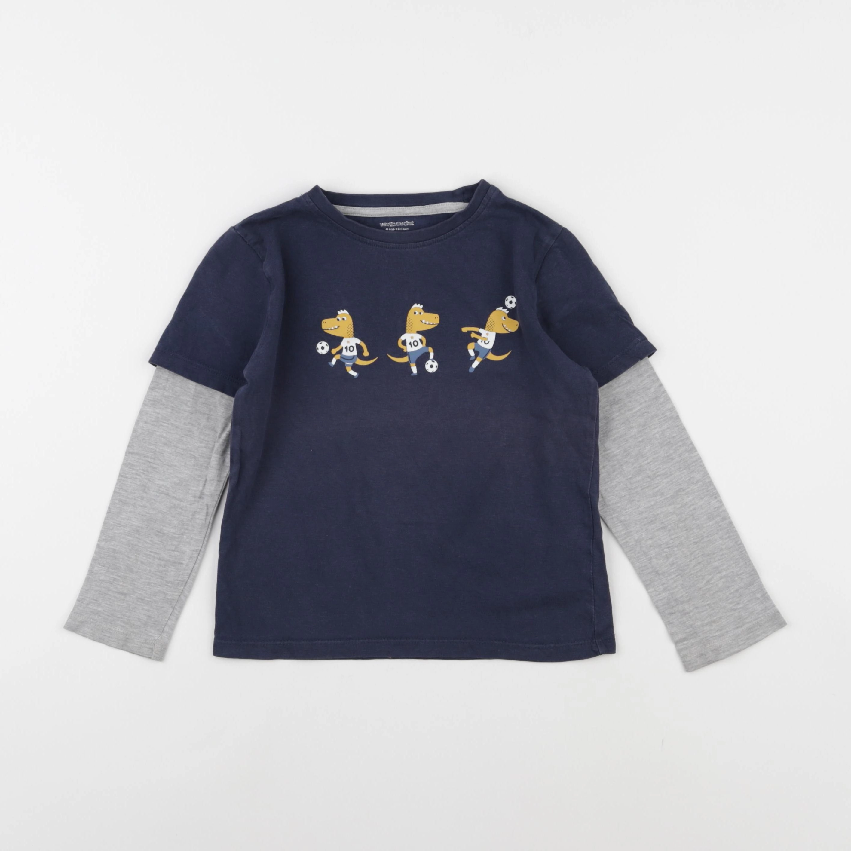 Vertbaudet - tee-shirt bleu, gris - 4 ans