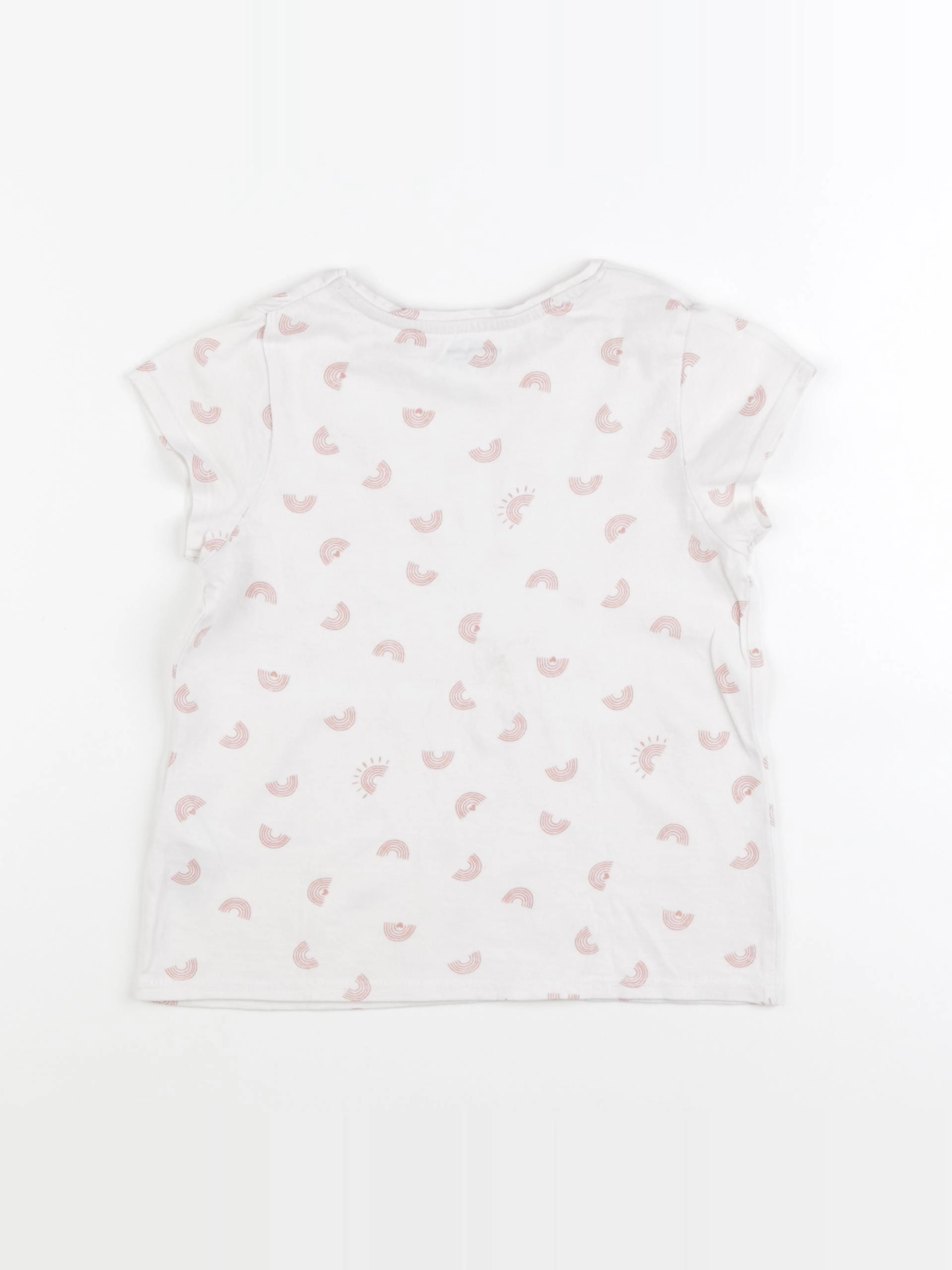 Vertbaudet - tee-shirt blanc, rose - 6 ans