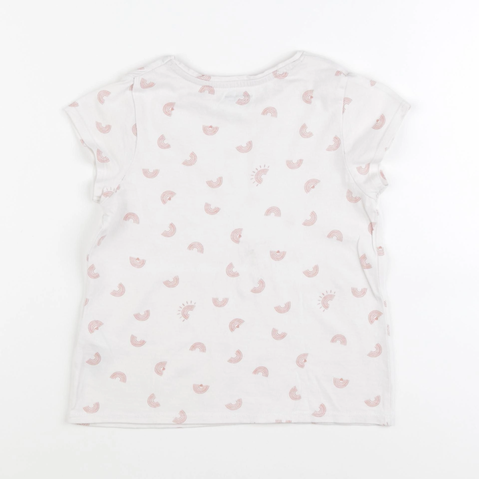 Vertbaudet - tee-shirt blanc, rose - 6 ans