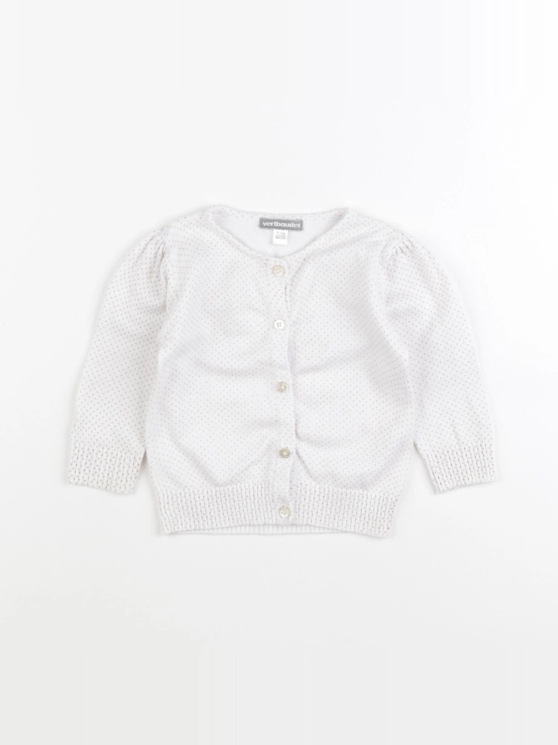 Vertbaudet - gilet blanc, jaune - 9 mois