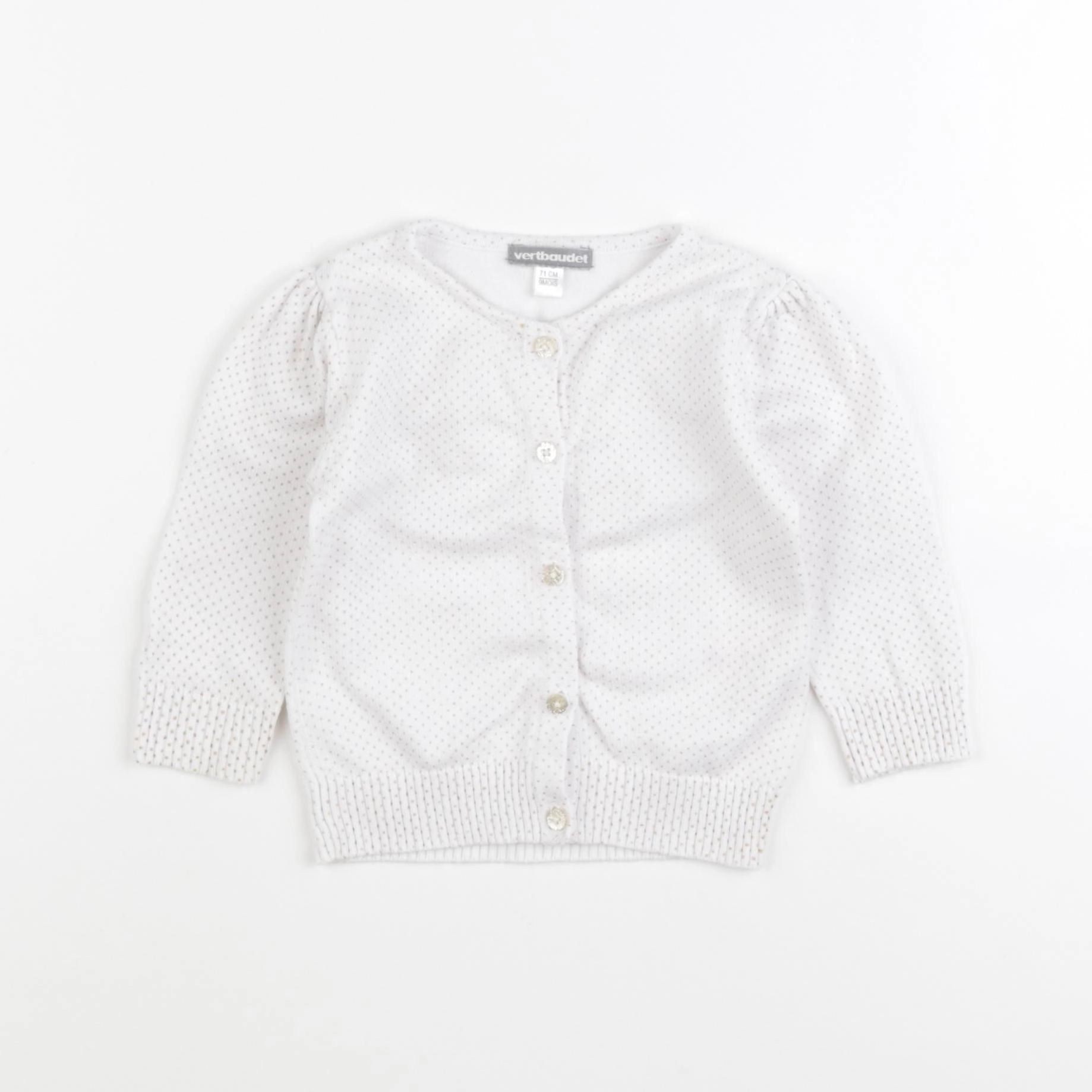 Vertbaudet - gilet blanc, jaune - 9 mois