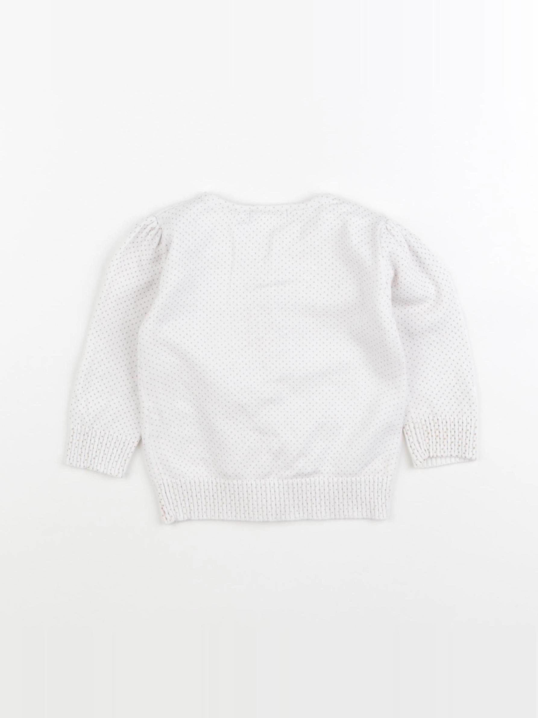 Vertbaudet - gilet blanc, jaune - 9 mois