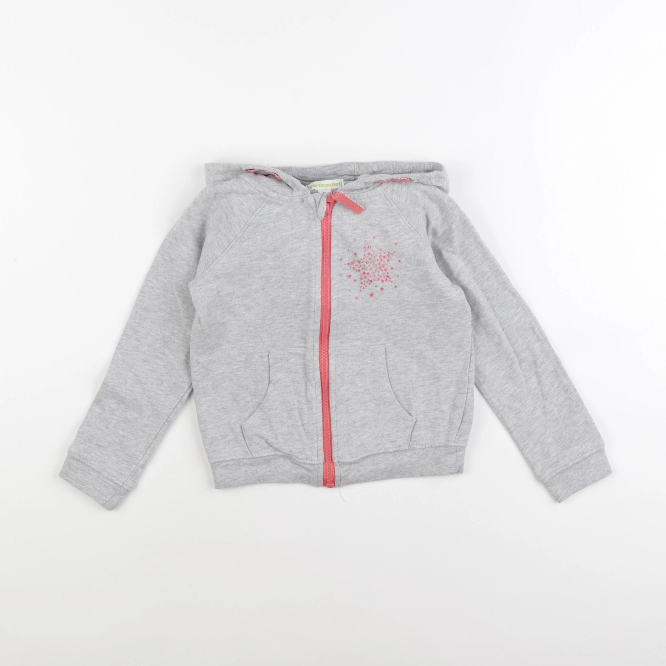 Vertbaudet - sweat gris, rose - 5 ans